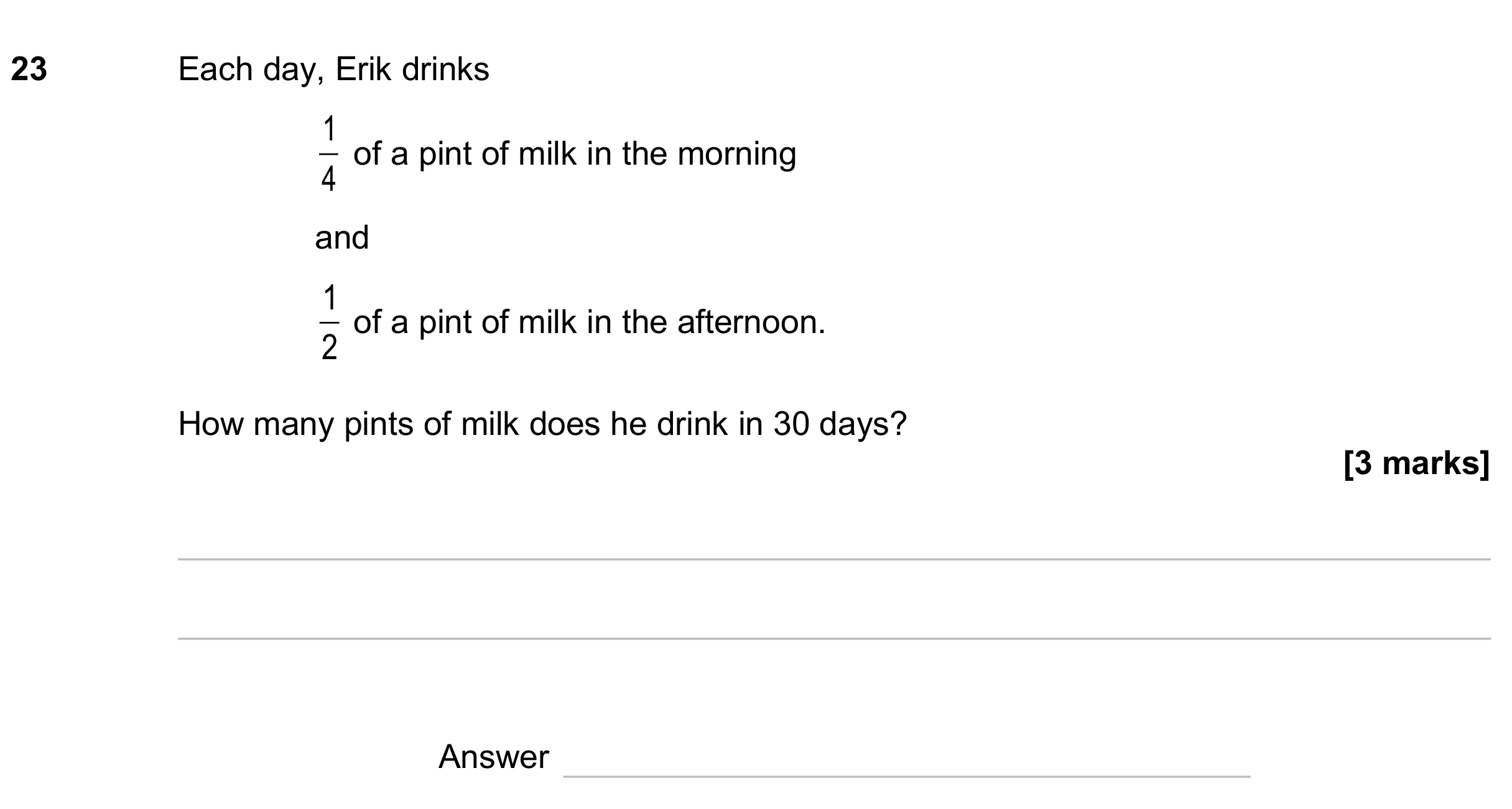 Question 23 — Fractions — AQA GCSE June 2024