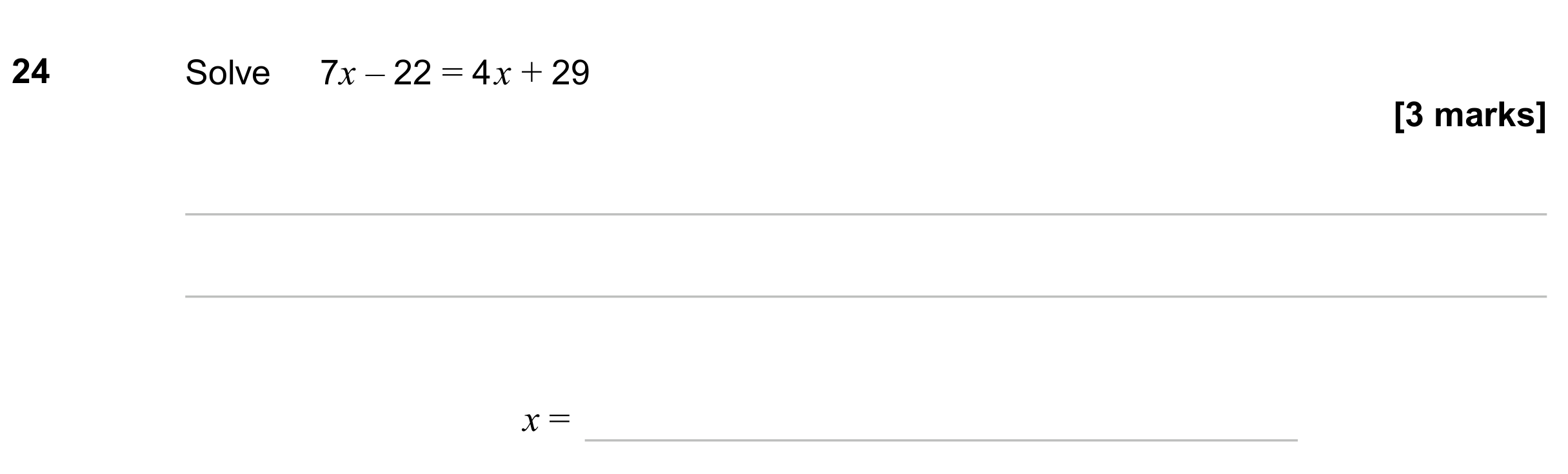 Question 24 — Linear Equations — AQA GCSE June 2024