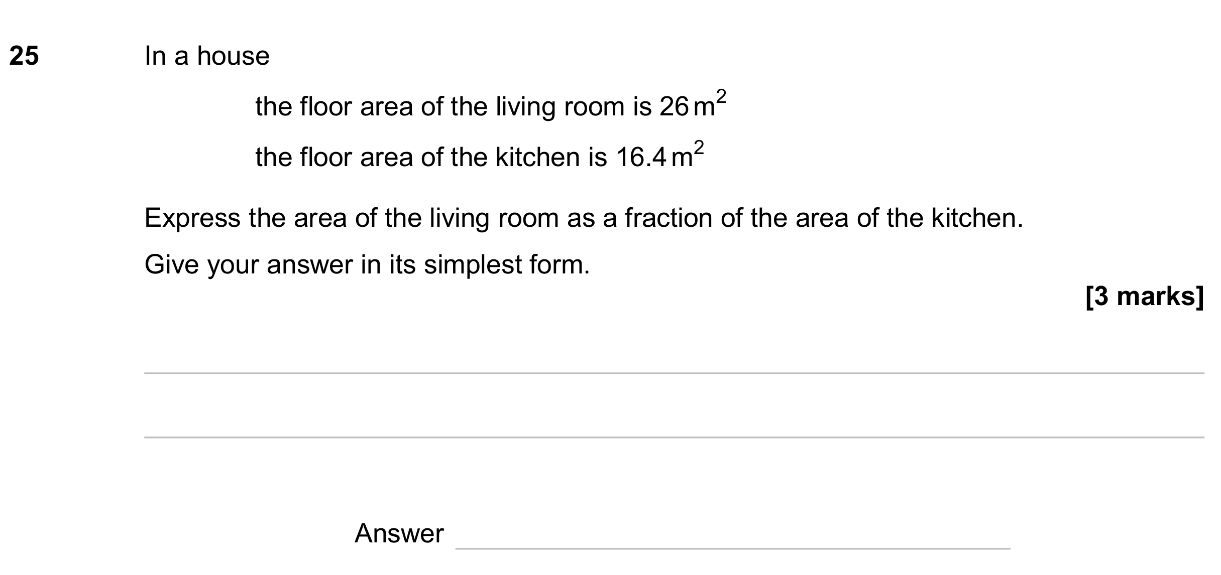 Question 25 — Fractions — AQA GCSE June 2024