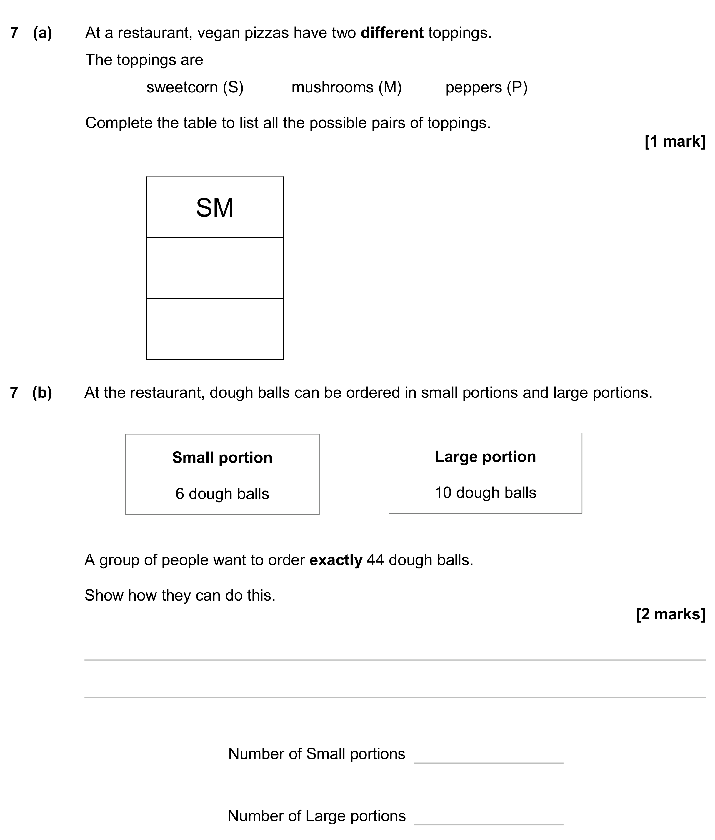 Question 7 — Combinations — AQA GCSE June 2024