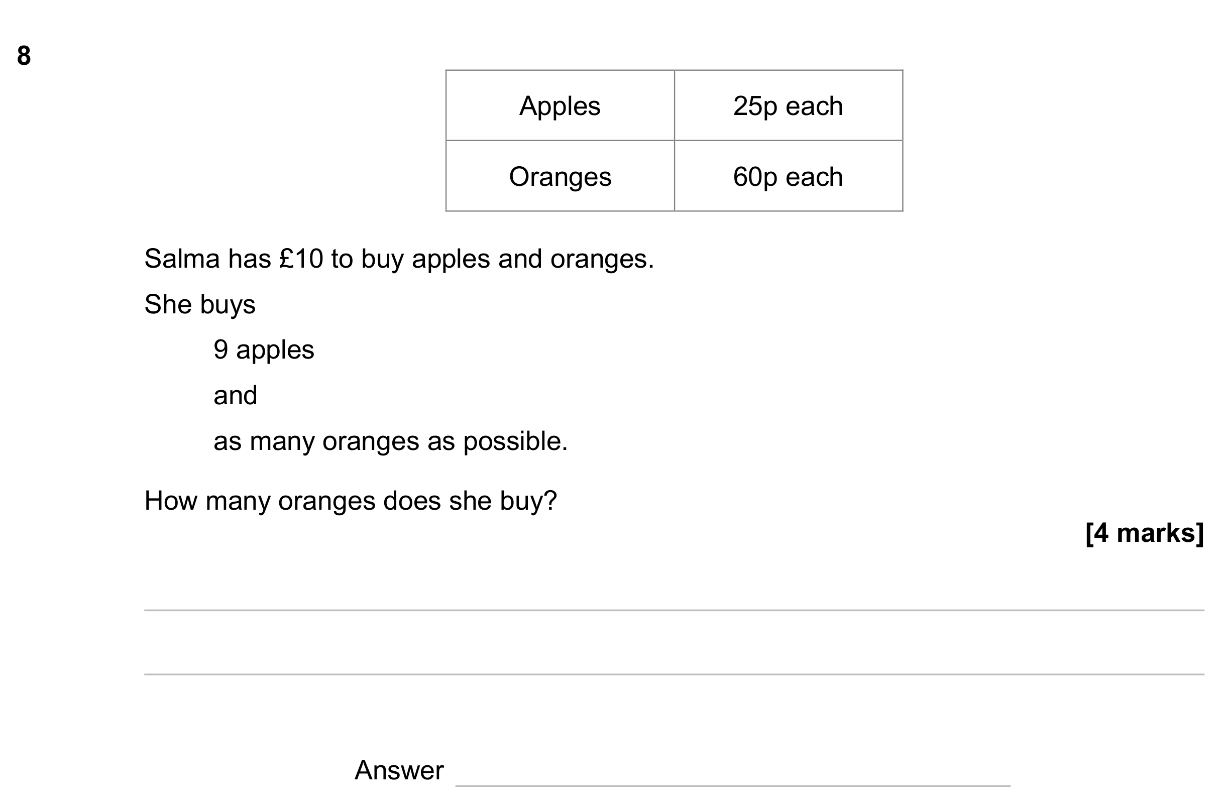 Question 8 — Money Problems — AQA GCSE June 2024