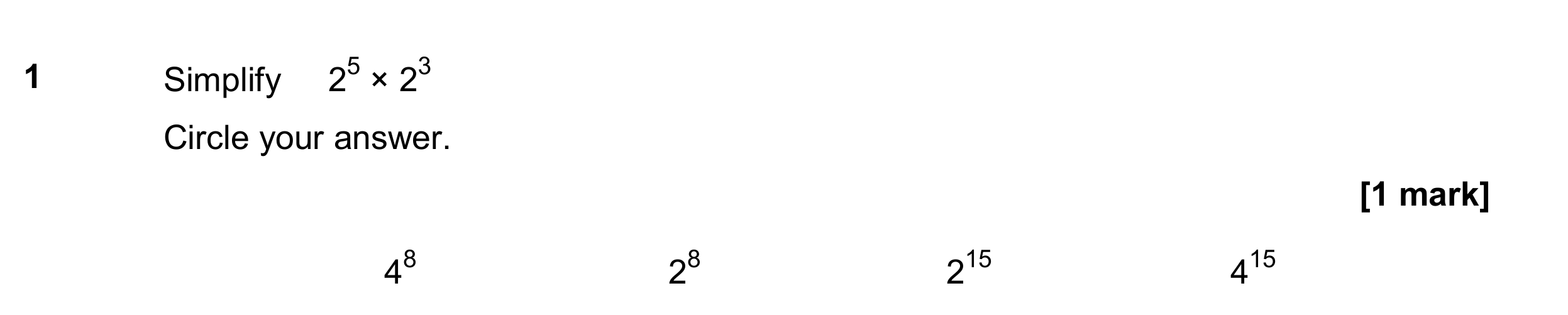 Question 1 — Powers — AQA GCSE June 2017