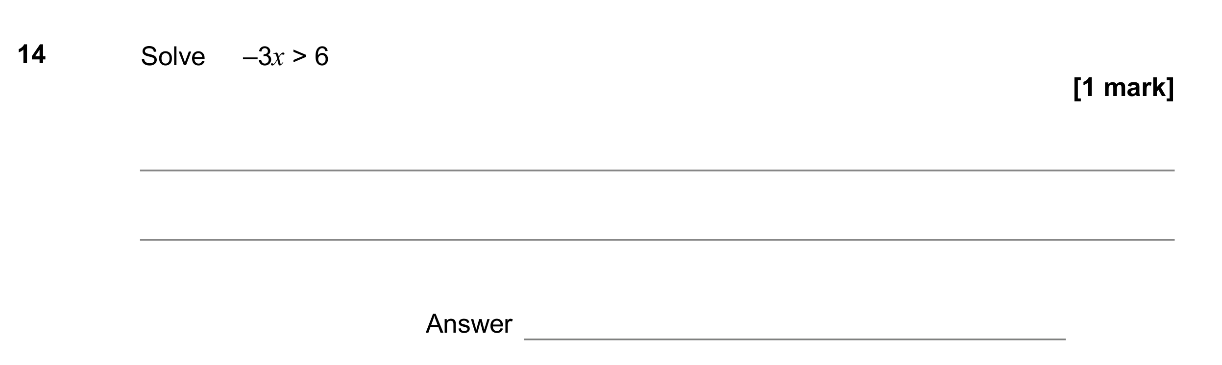 Question 14 — Inequalities — AQA GCSE June 2017