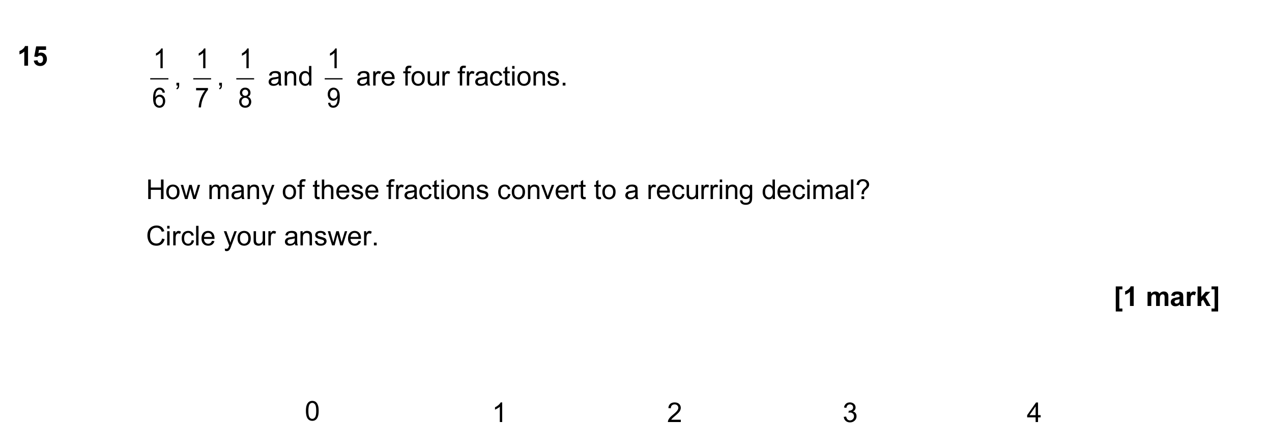 Question 15 — Recurring Decimal to Fraction — AQA GCSE June 2017