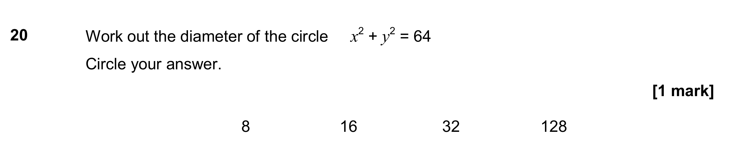 Question 20 — Circles — AQA GCSE June 2017