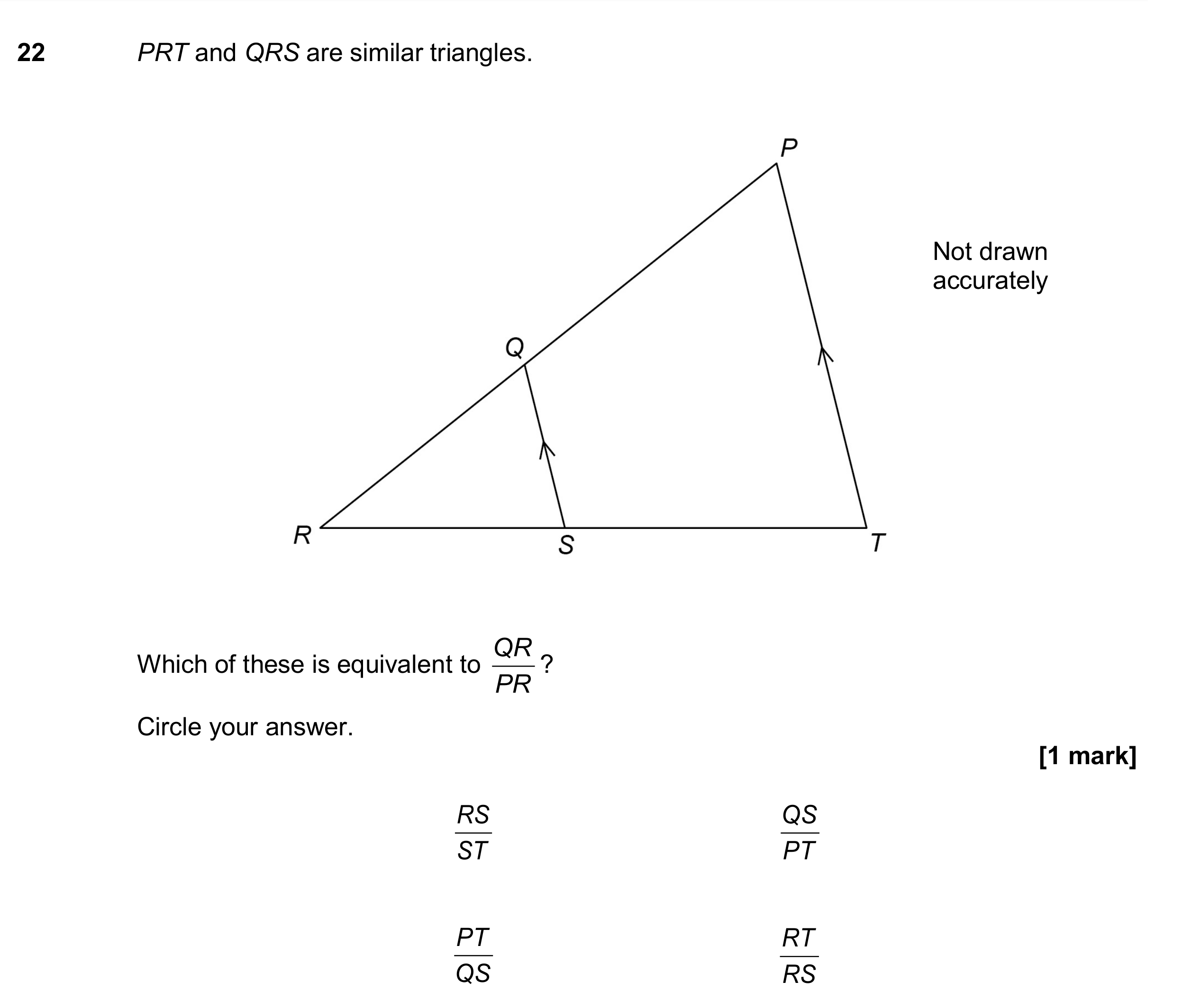 Question 22 — Congruence and Similarity — AQA GCSE June 2017