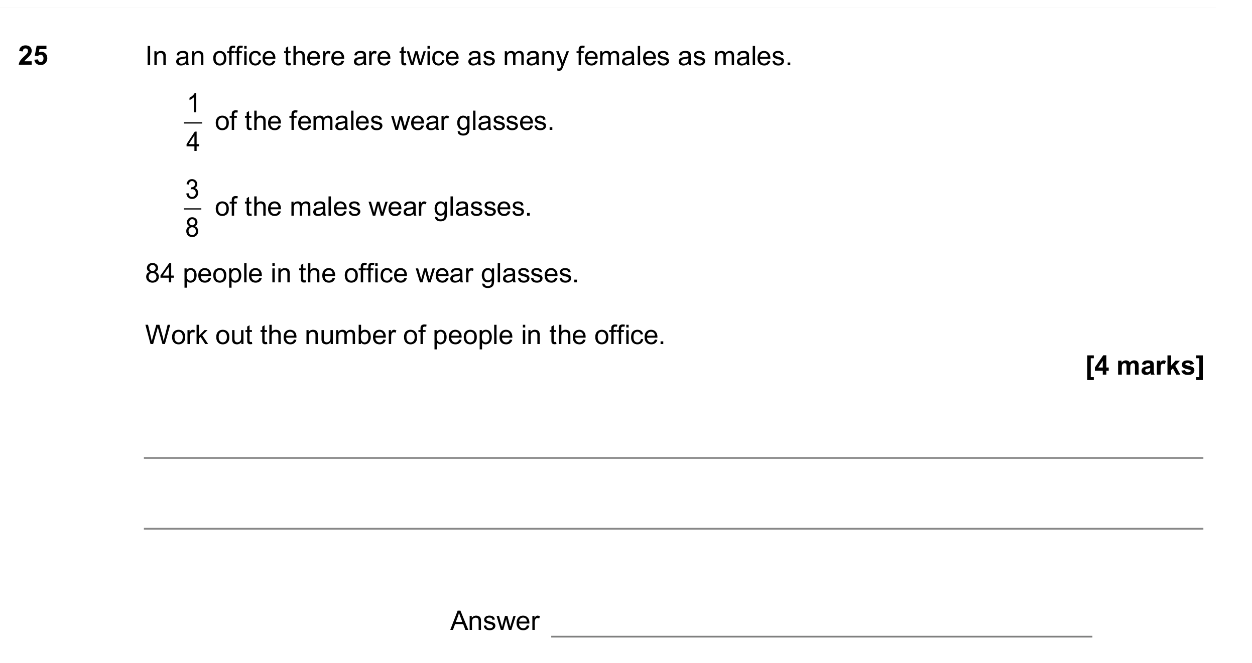 Question 25 — Fractions — AQA GCSE June 2017