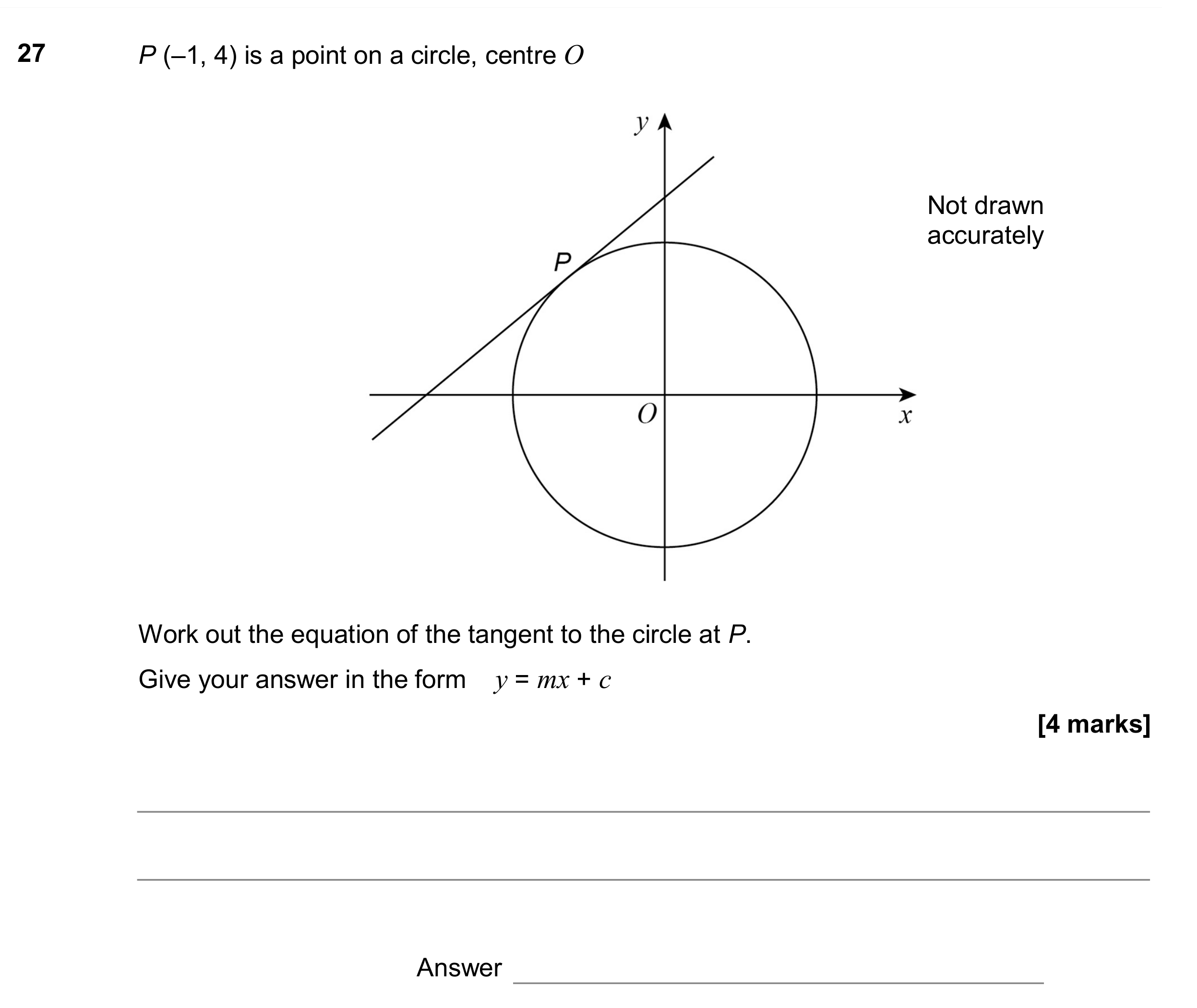 Question 27 — Circles, Straight Line Graphs — AQA GCSE June 2017