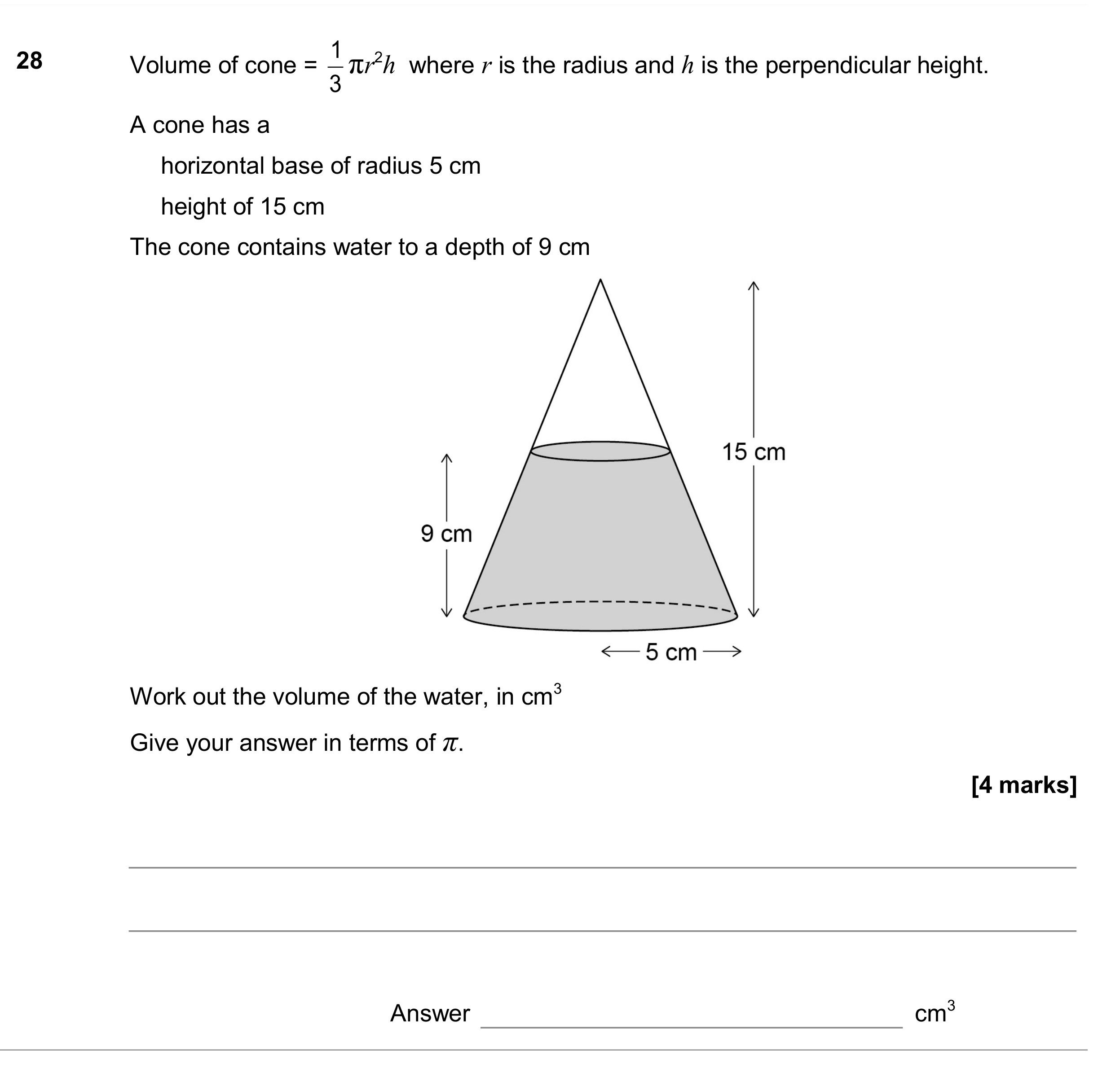 Question 28 — Surface Area and Volume — AQA GCSE June 2017