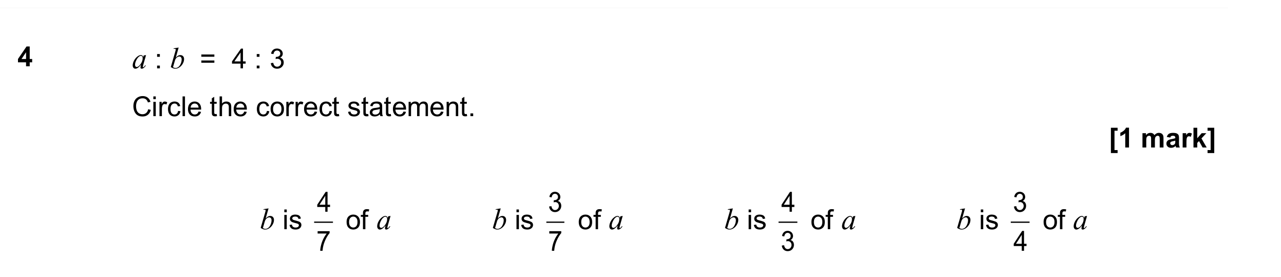 Question 4 — Ratios — AQA GCSE June 2017