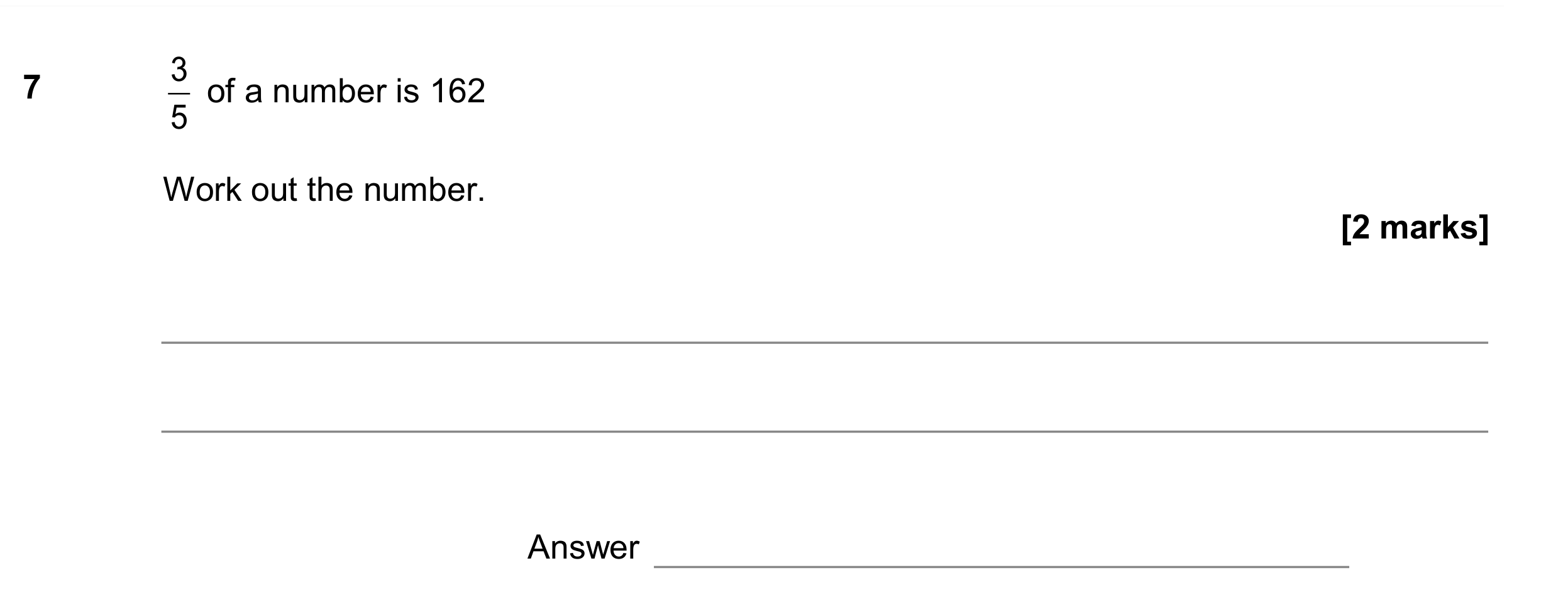 Question 7 — Fractions — AQA GCSE June 2017
