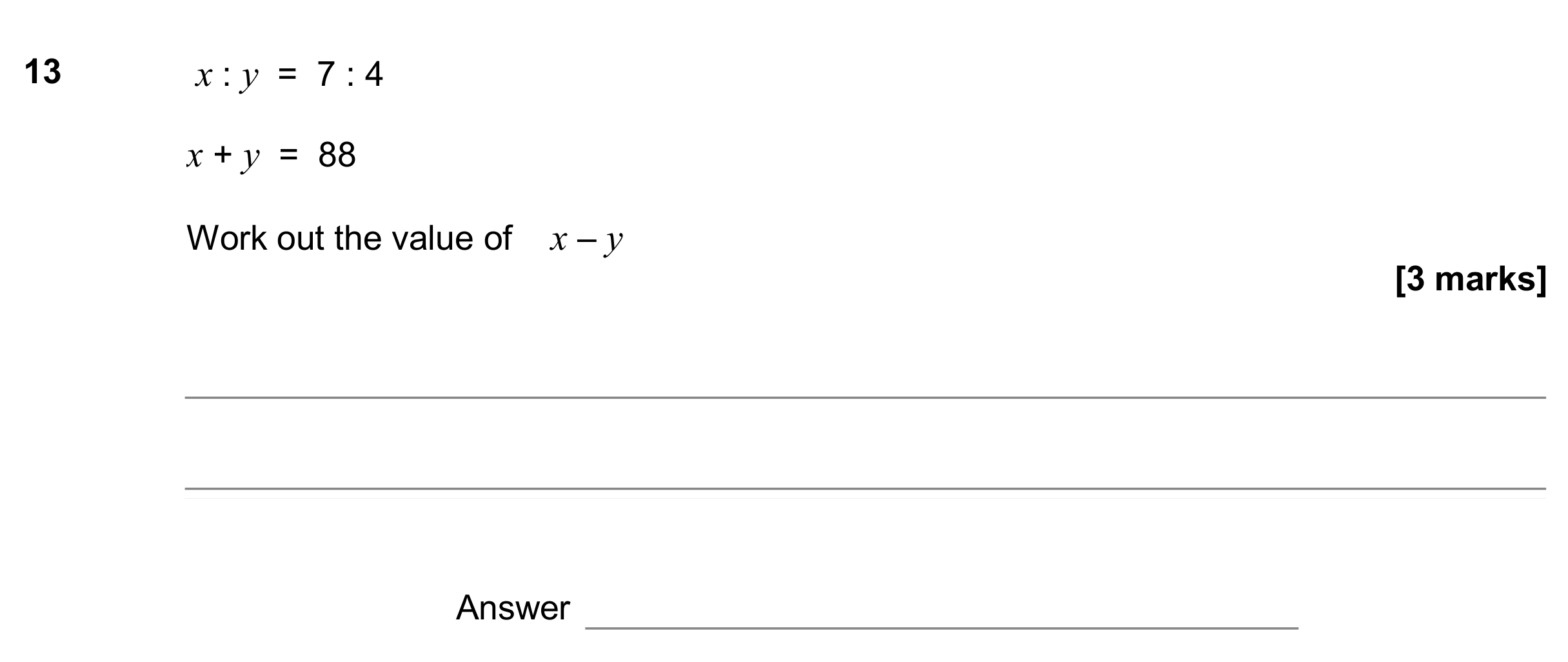 Question 13 — Ratios — AQA GCSE November 2017