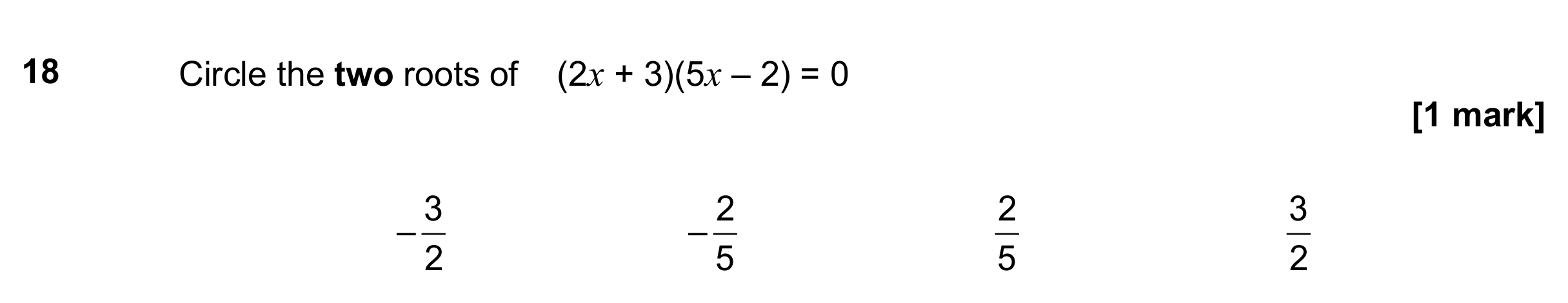 Question 18 — Quadratic Equations — AQA GCSE November 2017