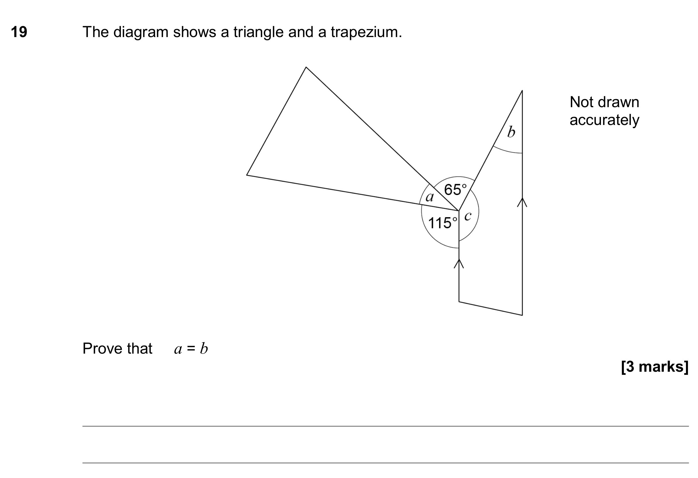 Question 19 — Angles, Angles in Parallel Lines — AQA GCSE November 2017