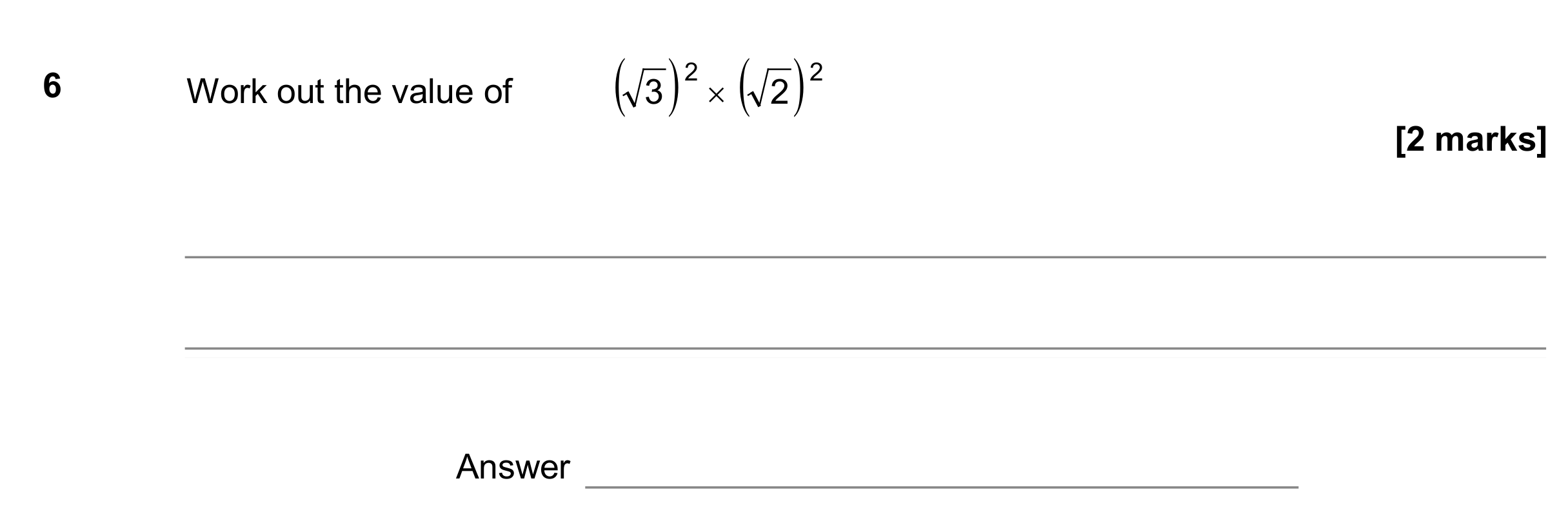 Question 6 — Powers and Roots — AQA GCSE November 2017