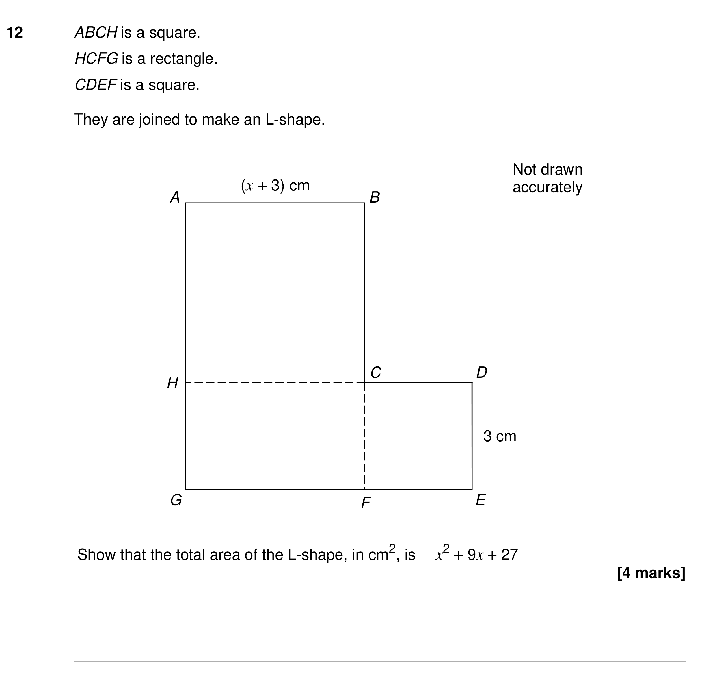 Question 12 — Perimeter and Area — AQA GCSE Specimen