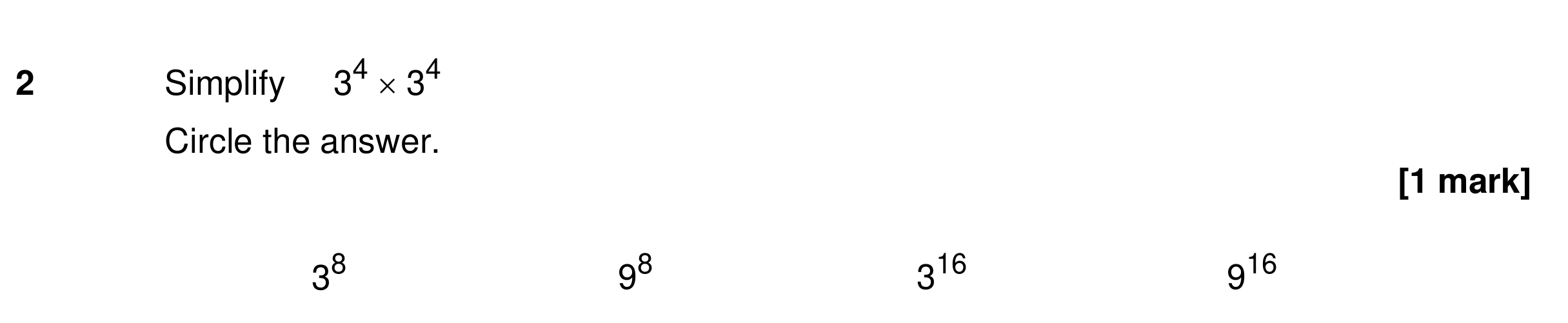 Question 2 — Powers — AQA GCSE Specimen