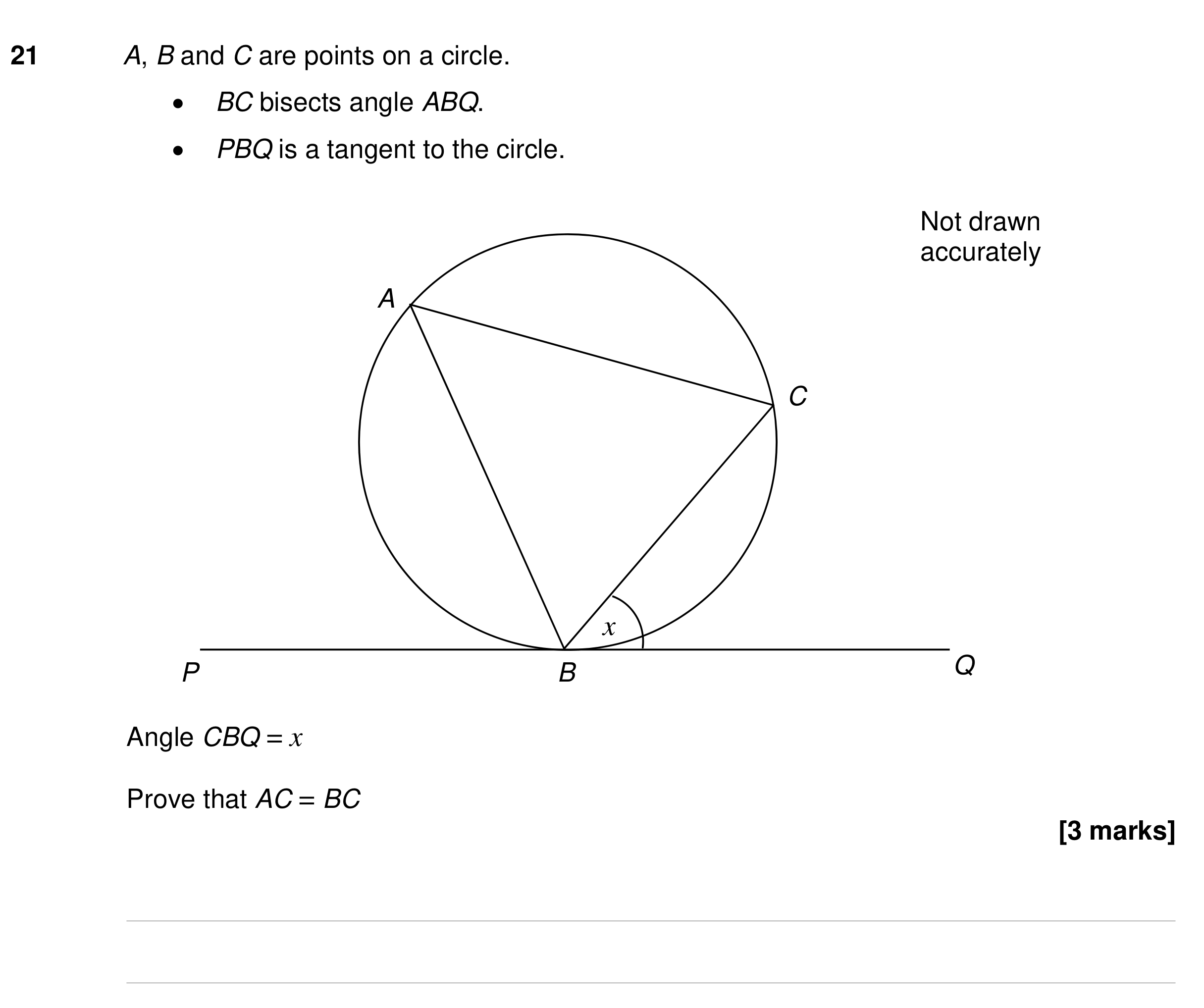 Question 21 — Circle Theorems — AQA GCSE Specimen