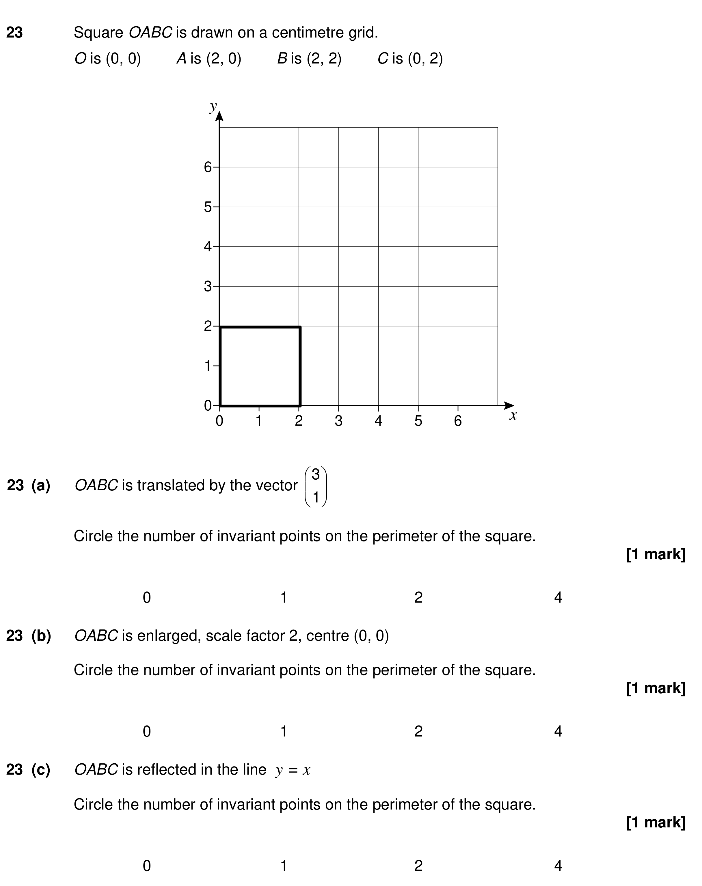 Question 23 — Rotations/Reflections/Translations/Enlargements — AQA GCSE Specimen