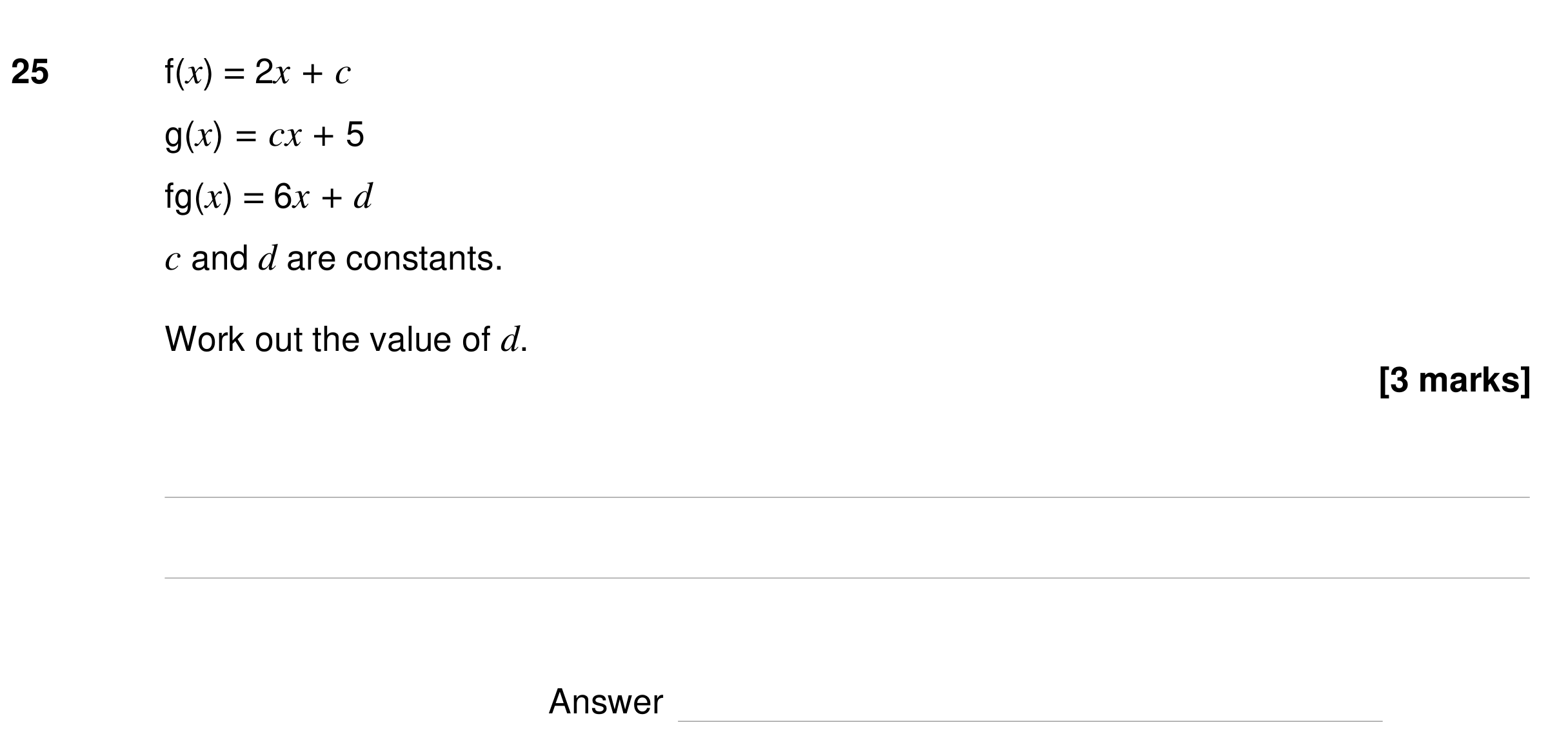 Question 25 — Functions — AQA GCSE Specimen