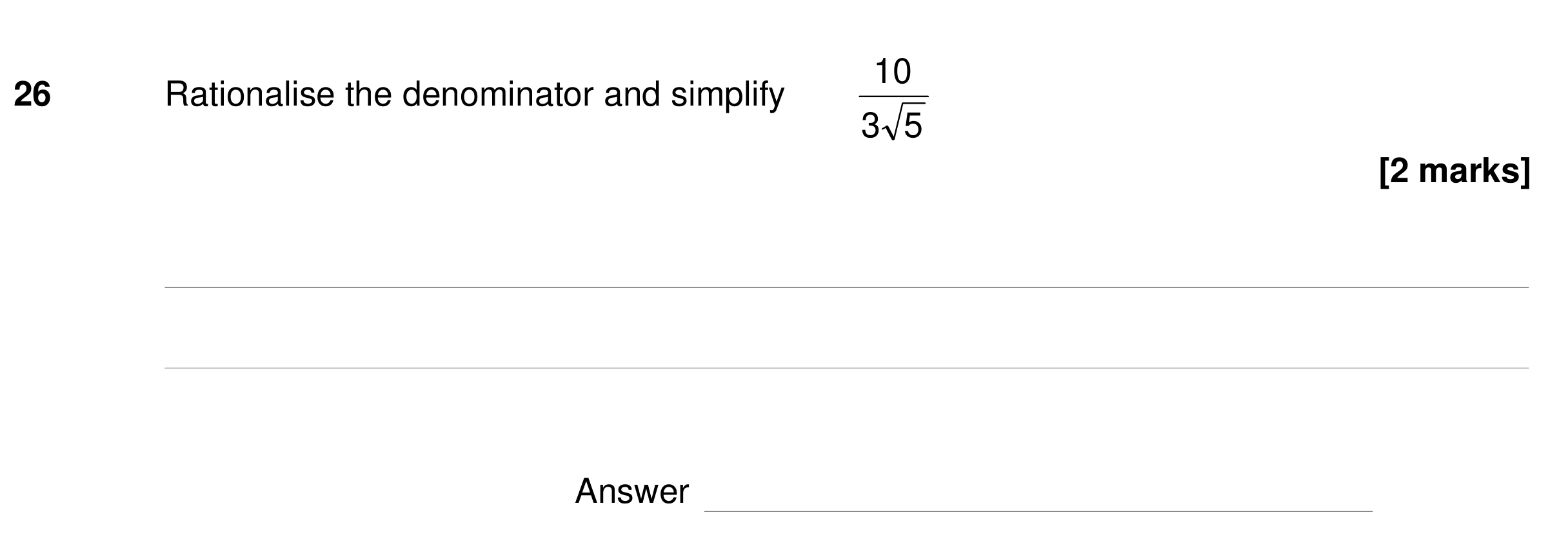Question 26 — Surds — AQA GCSE Specimen