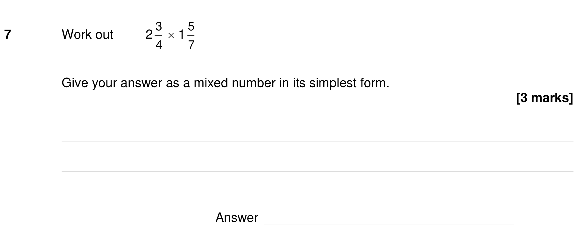 Question 7 — Fractions — AQA GCSE Specimen