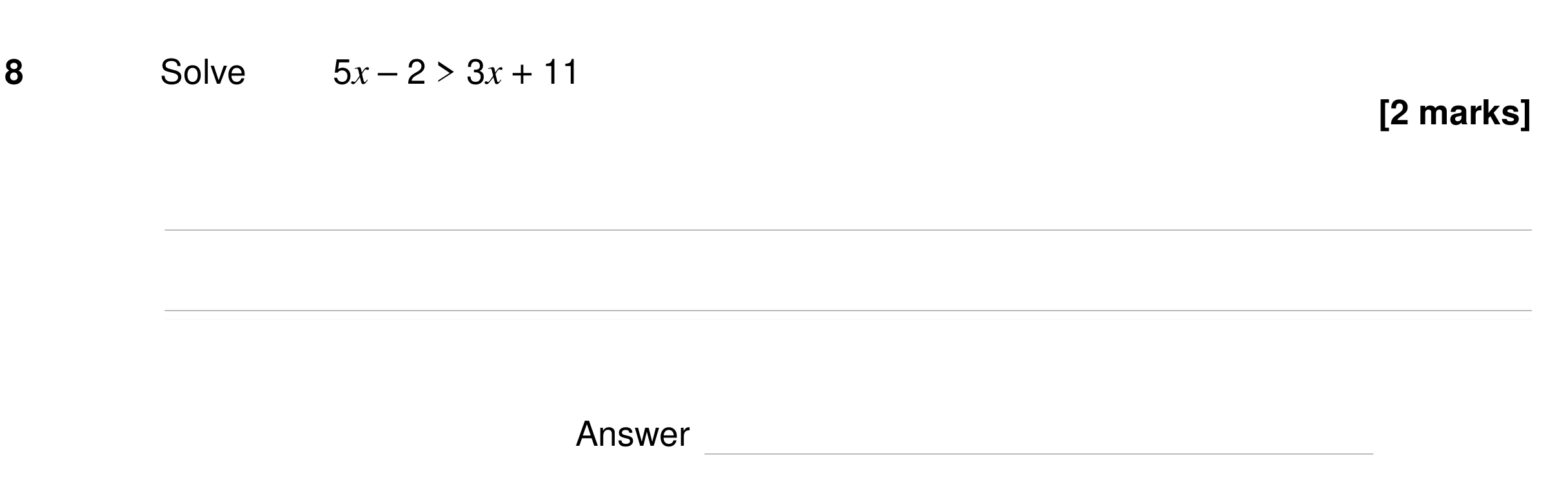 Question 8 — Inequalities — AQA GCSE Specimen