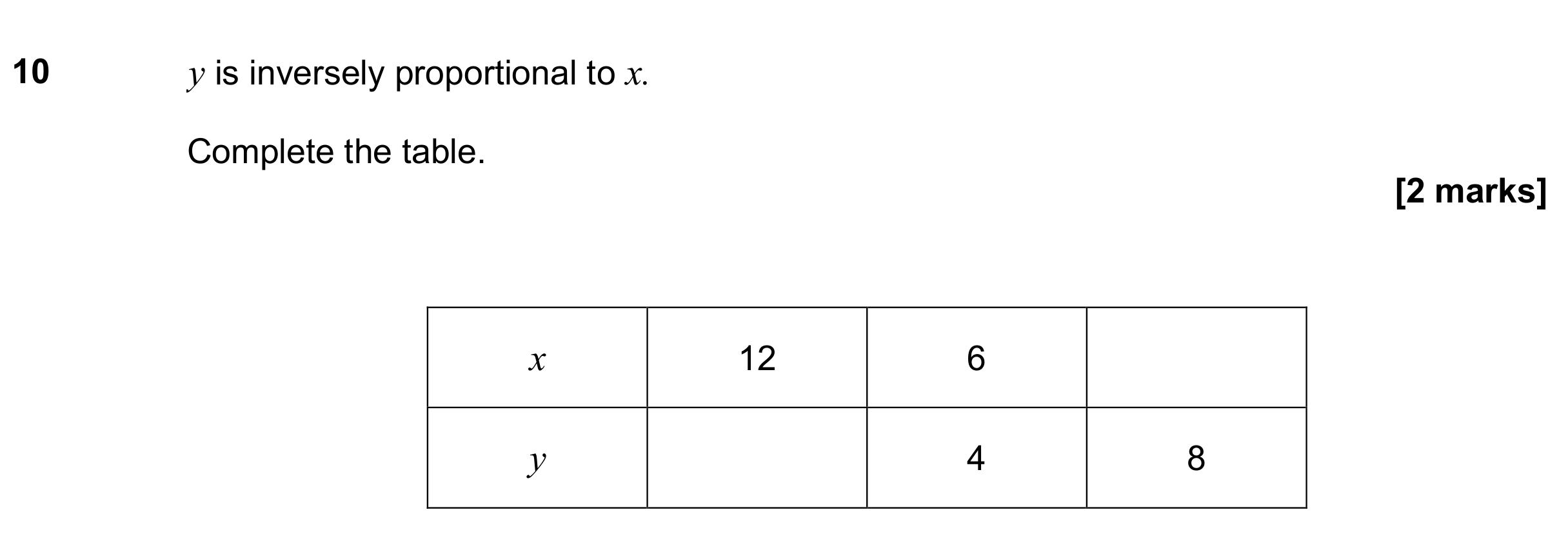 Question 10 — Proportion — AQA GCSE June 2018
