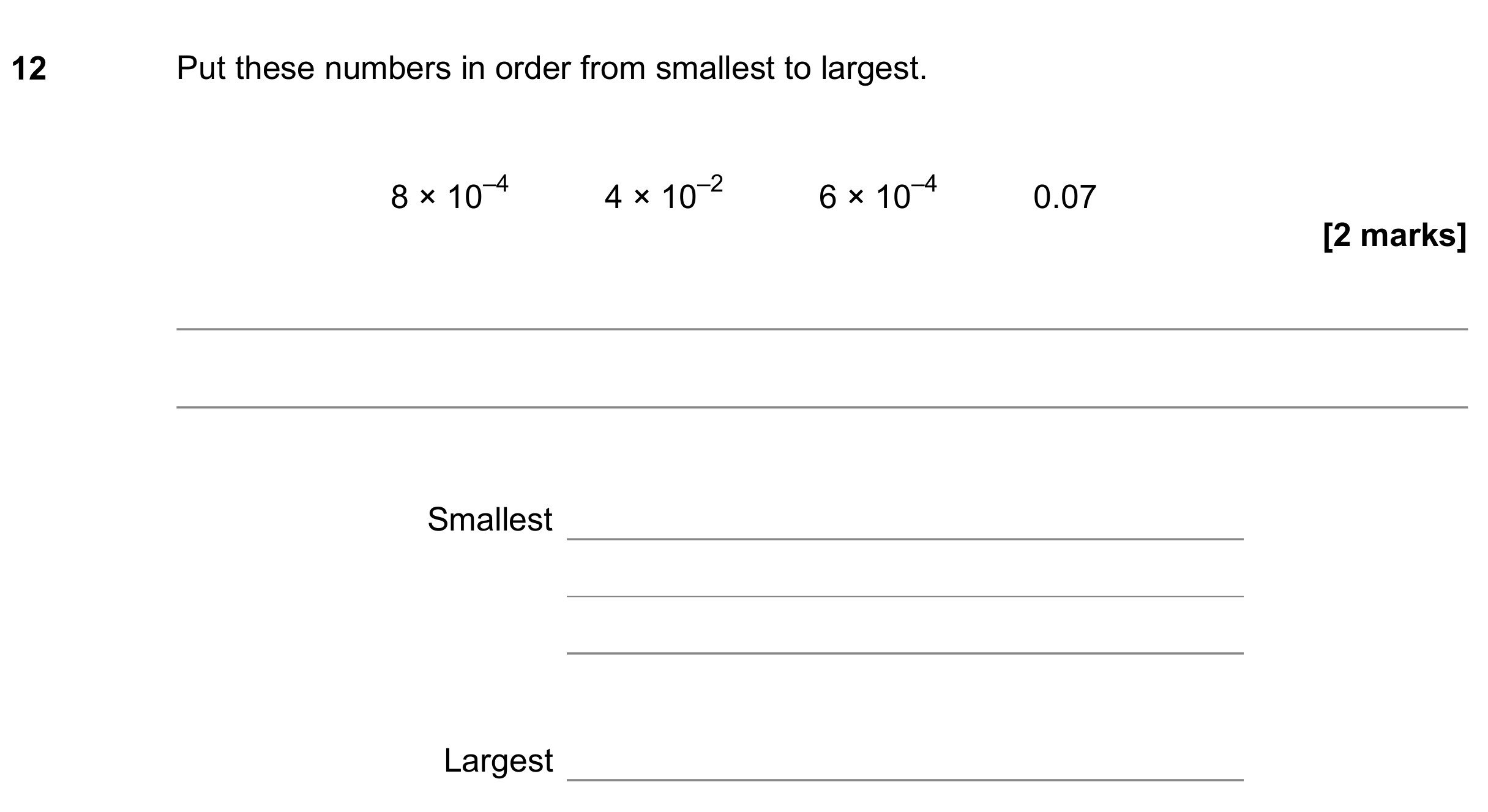 Question 12 — Standard Form — AQA GCSE June 2018