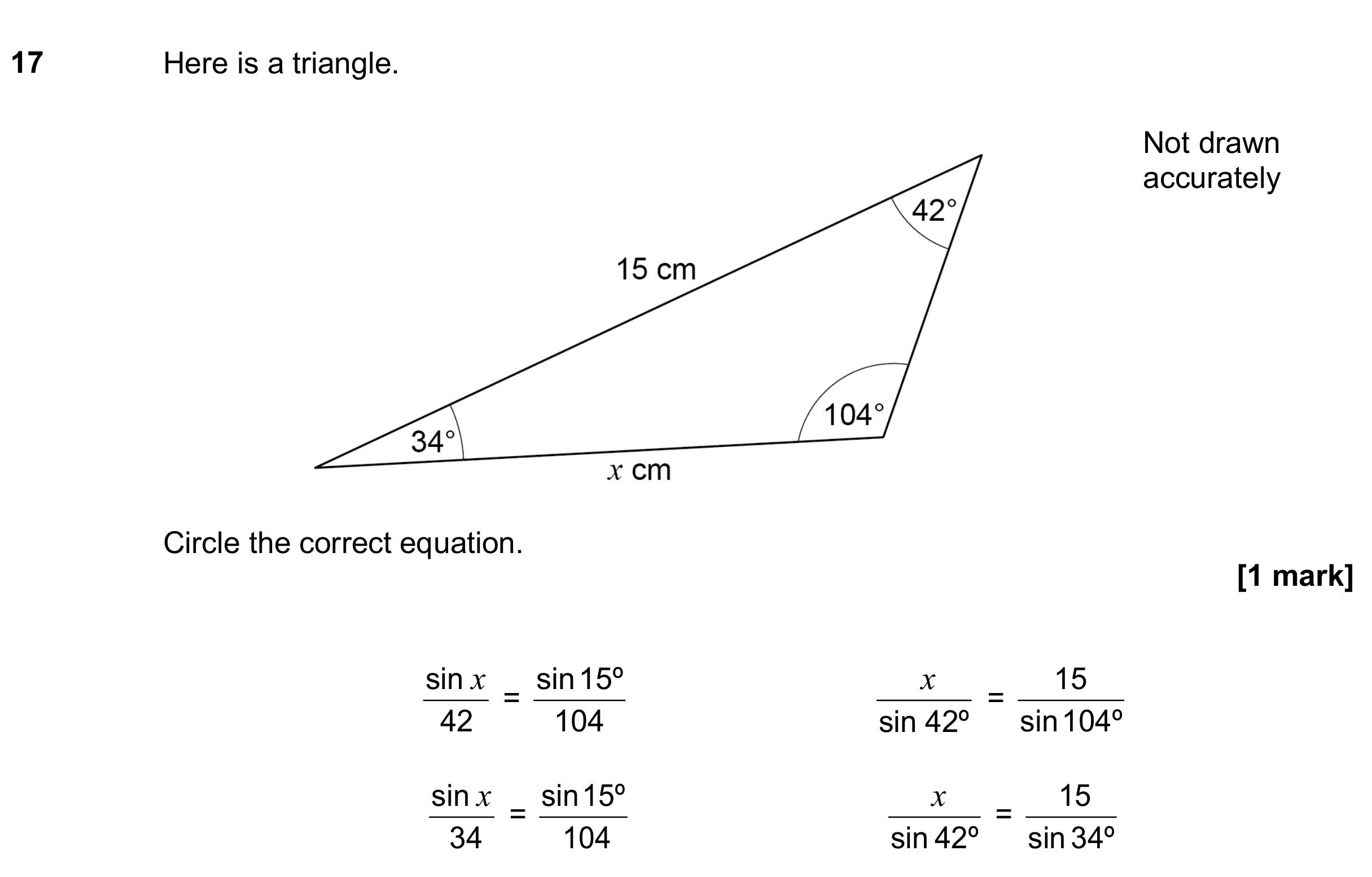 Question 17 — Sine/Cosine Rule — AQA GCSE June 2018