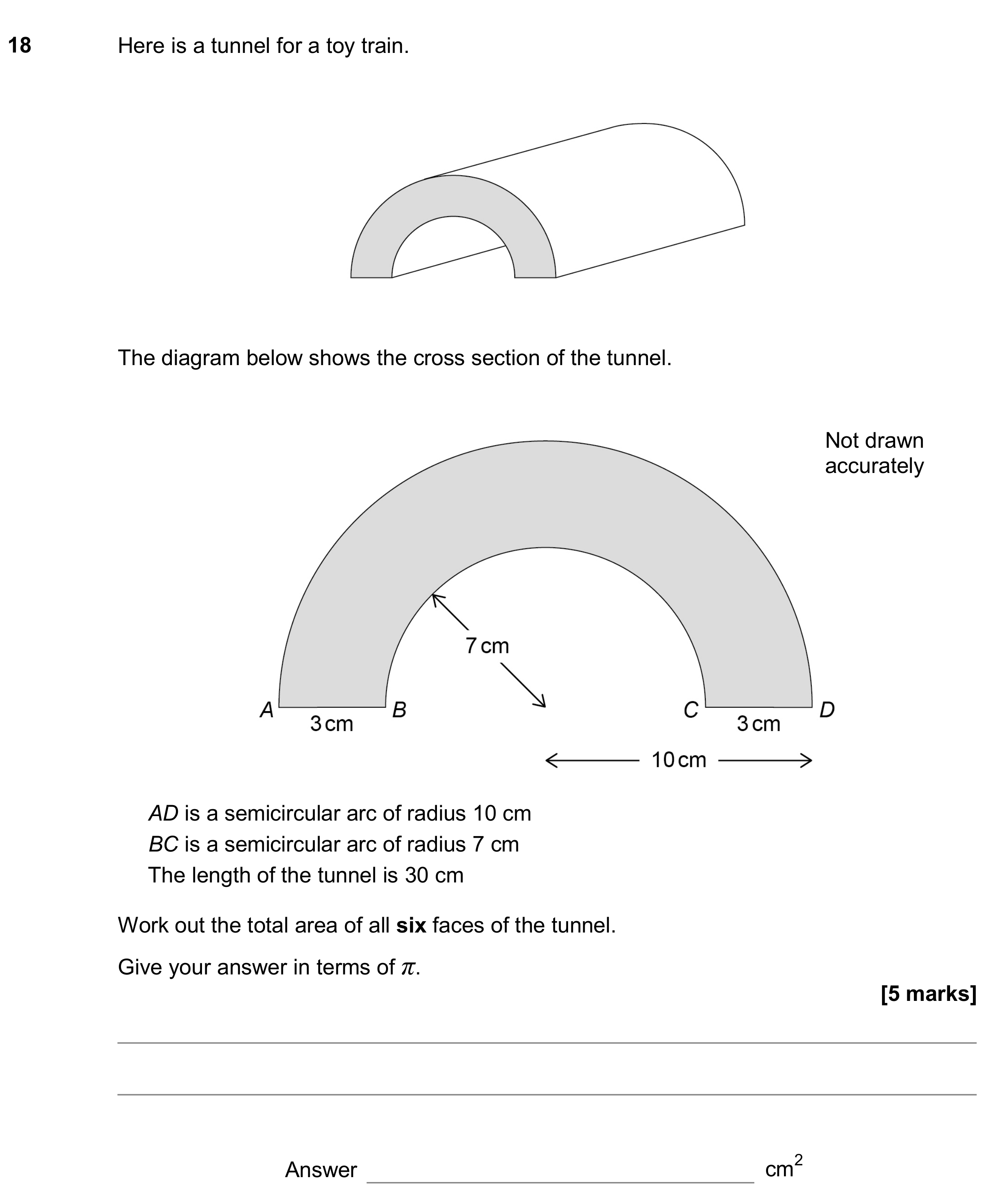 Question 18 — Surface Area and Volume — AQA GCSE June 2018