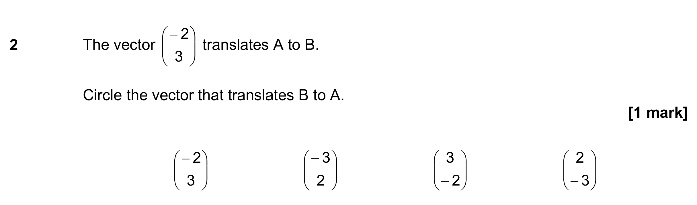 Question 2 — Vectors — AQA GCSE June 2018