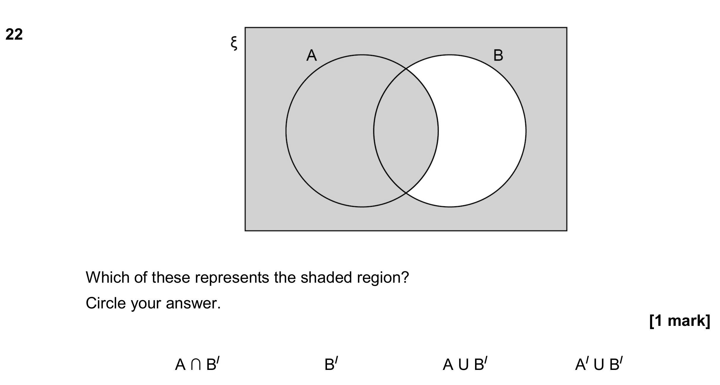 Question 22 — Venn Diagram — AQA GCSE June 2018