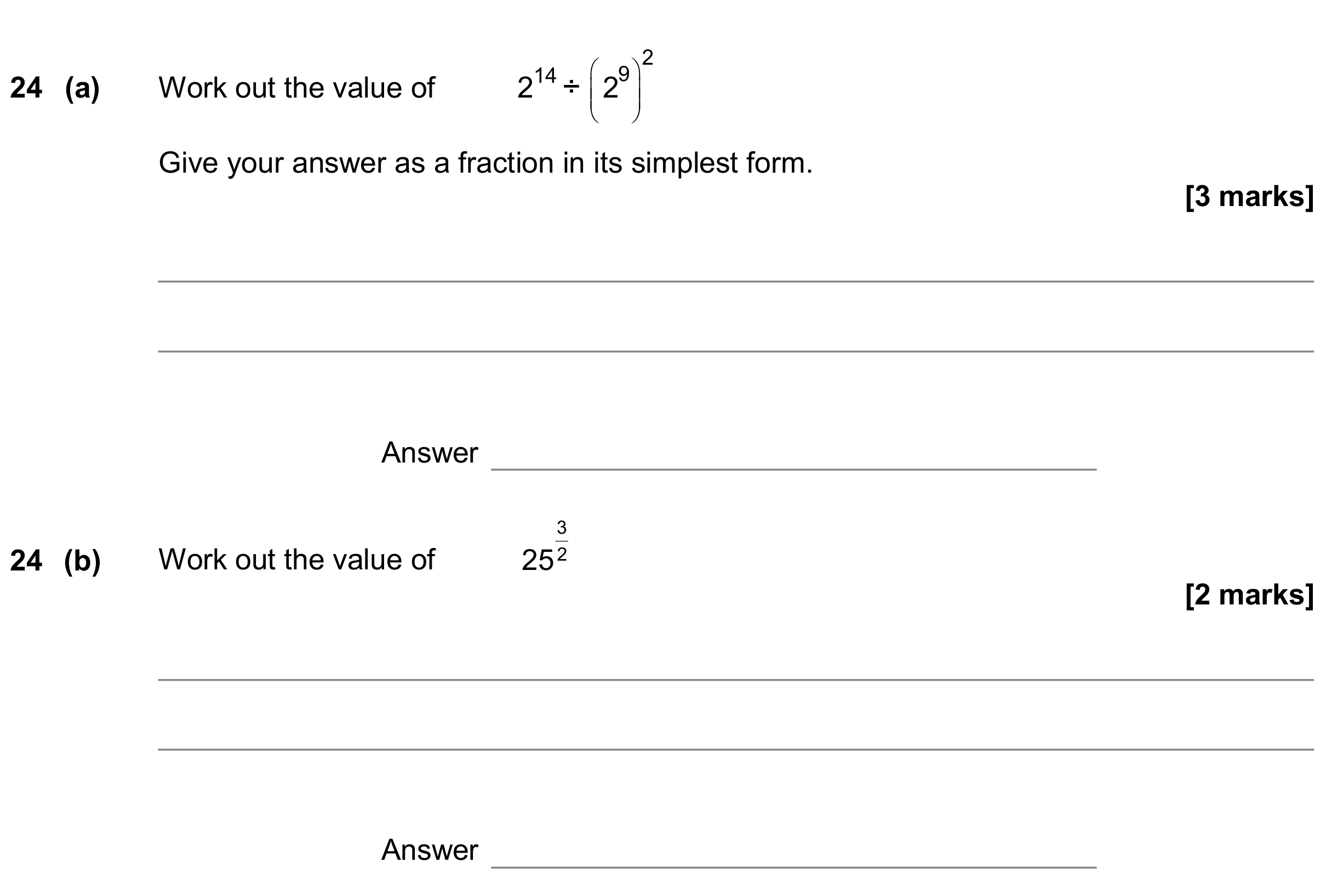 Question 24 — Powers — AQA GCSE June 2018