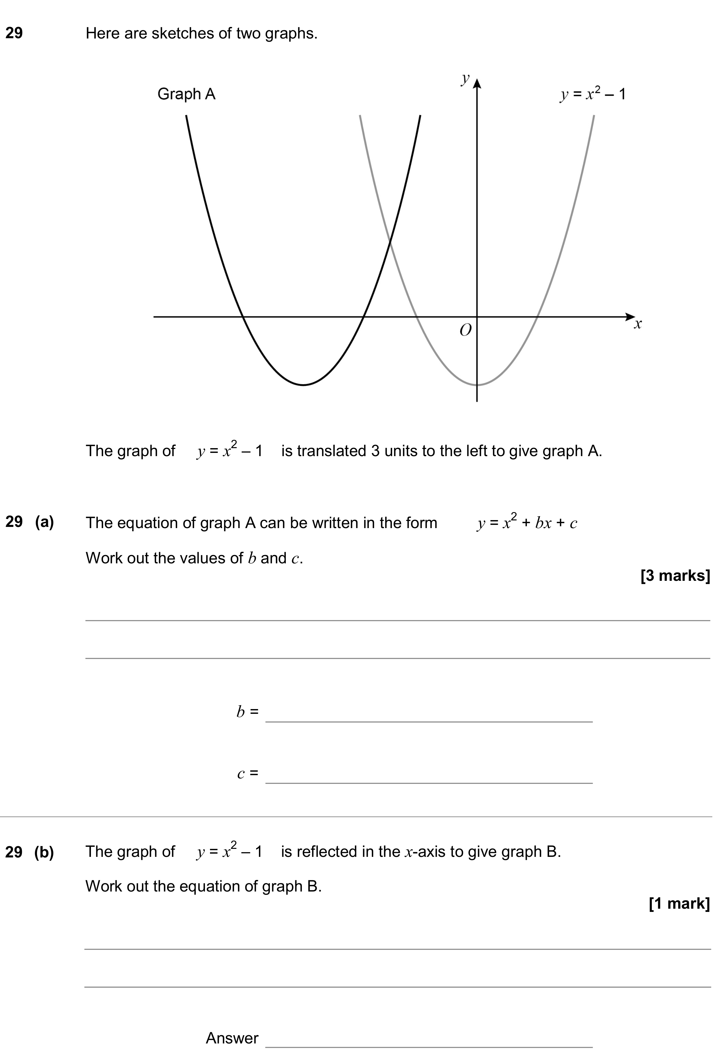 Question 29 — Graph Transformations — AQA GCSE June 2018