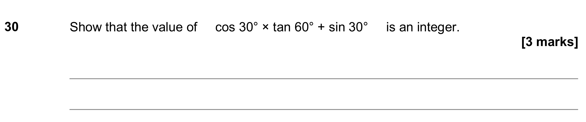 Question 30 — Trigonometry — AQA GCSE June 2018
