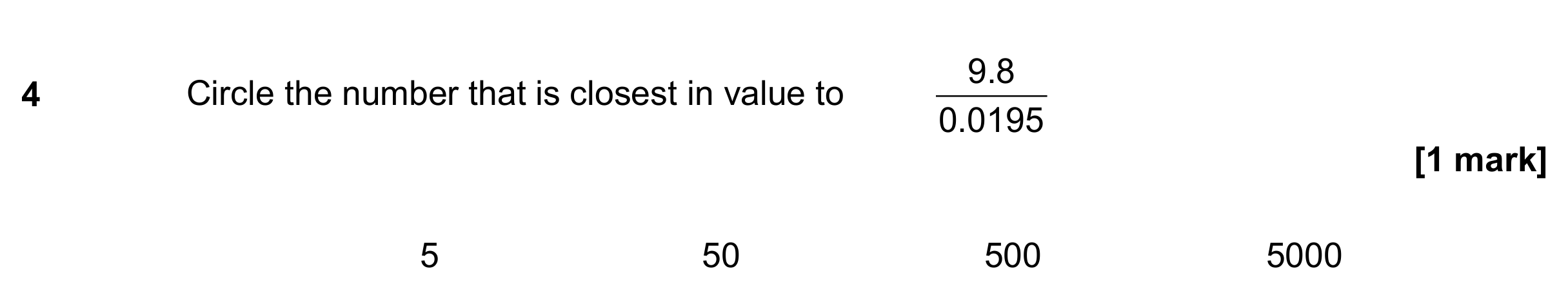 Question 4 — Estimations — AQA GCSE June 2018