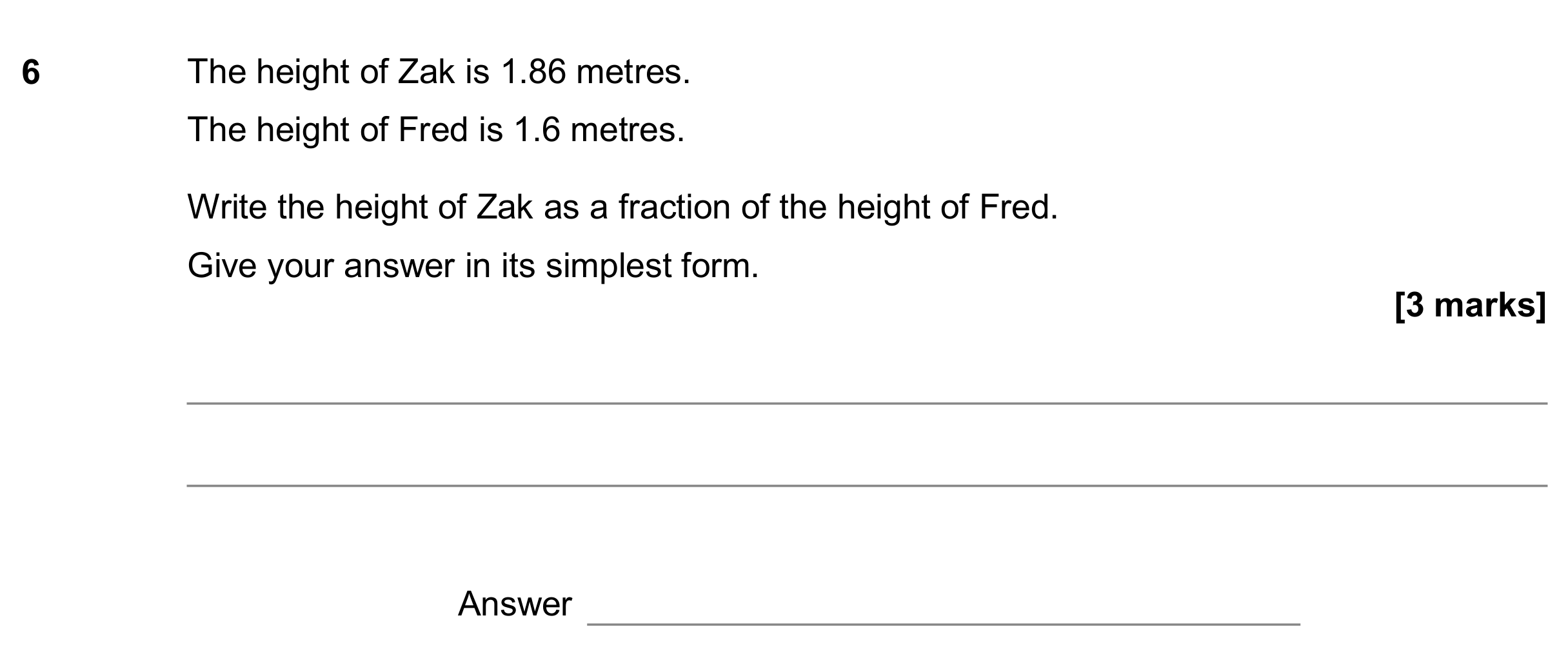Question 6 — Fractions — AQA GCSE June 2018