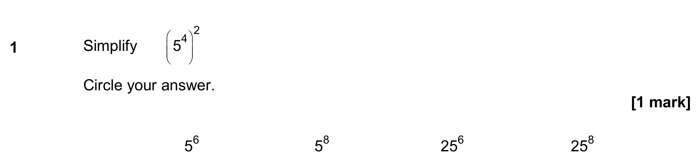 Question 1 — Powers — AQA GCSE November 2018