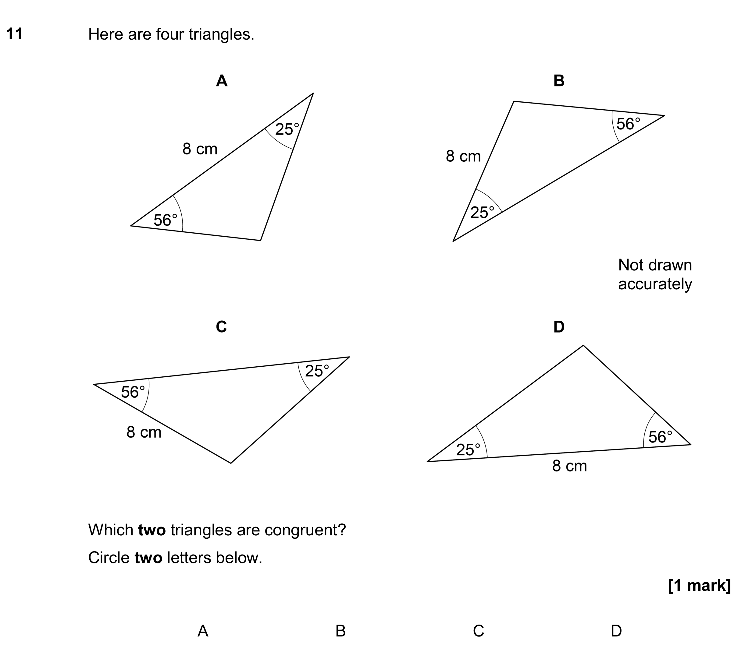 Question 11 — Congruence and Similarity — AQA GCSE November 2018