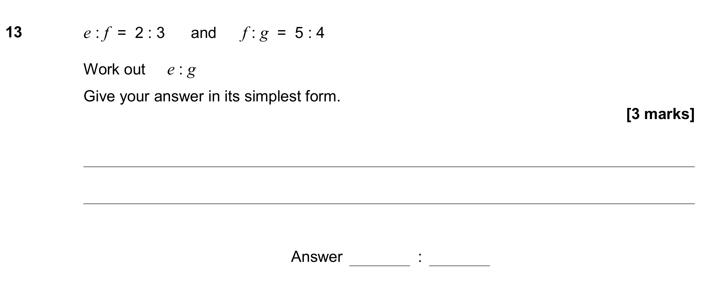 Question 13 — Ratios — AQA GCSE November 2018