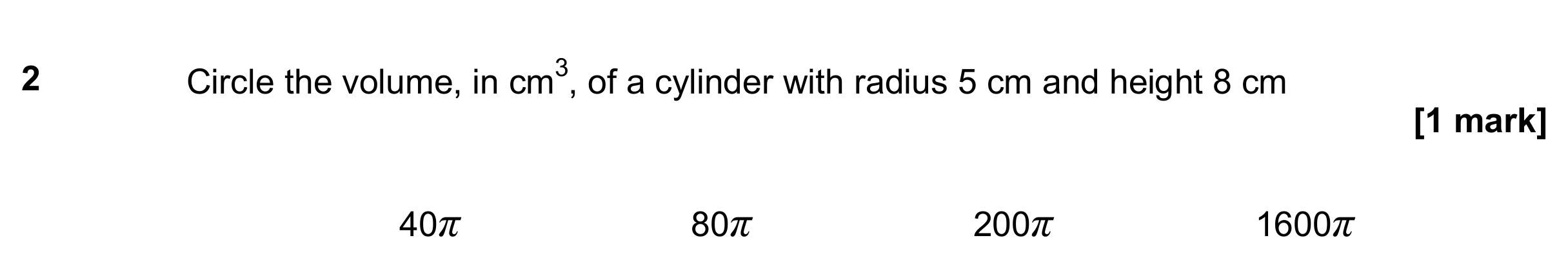 Question 2 — Surface Area and Volume — AQA GCSE November 2018