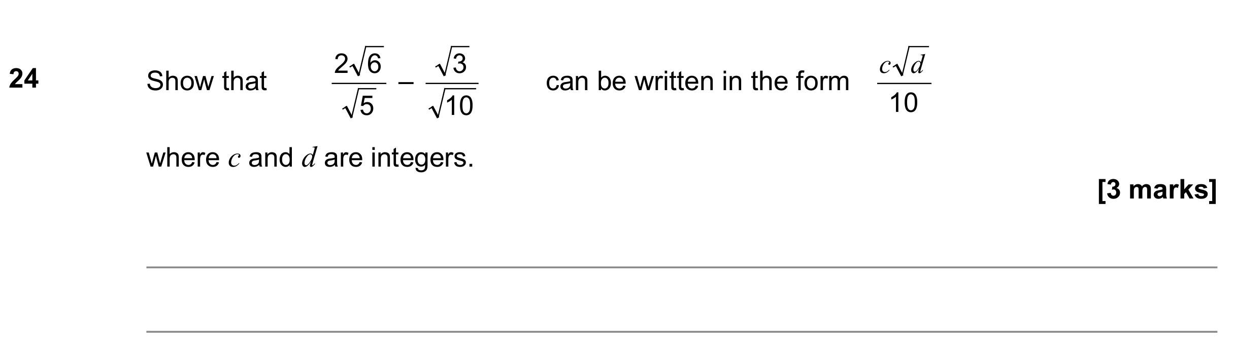 Question 24 — Surds — AQA GCSE November 2018
