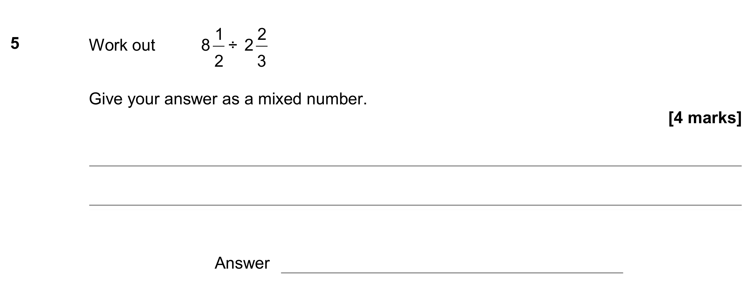 Question 5 — Fractions — AQA GCSE November 2018