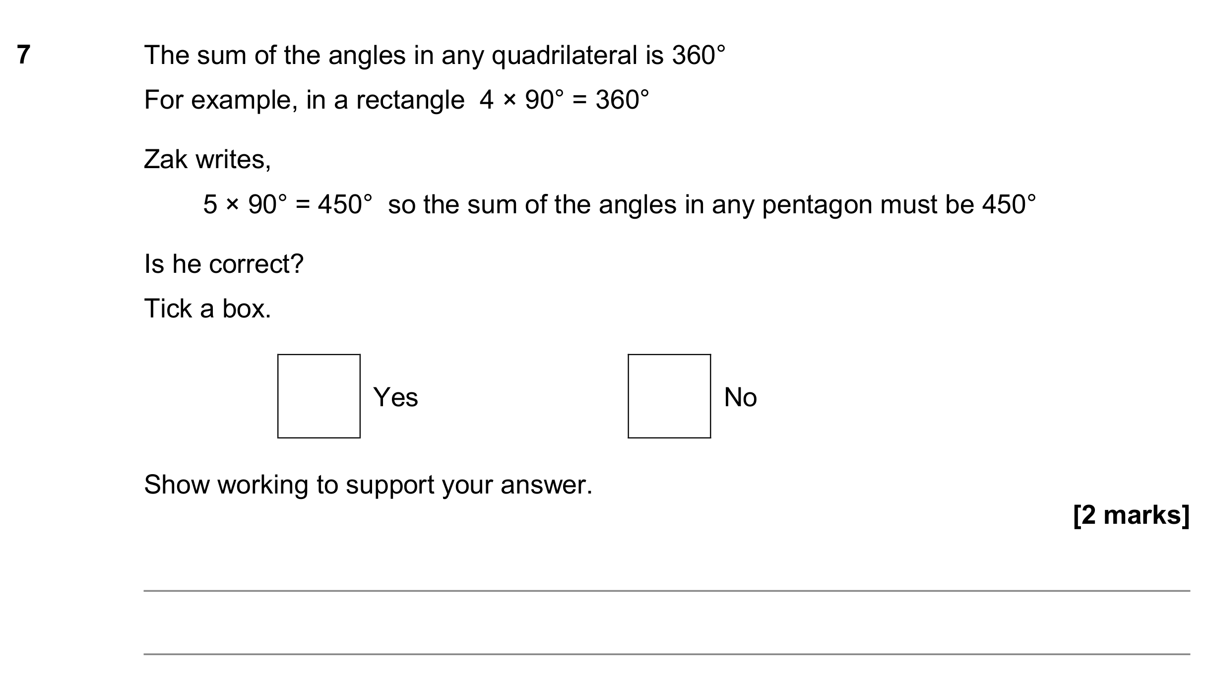 Question 7 — Angles — AQA GCSE November 2018