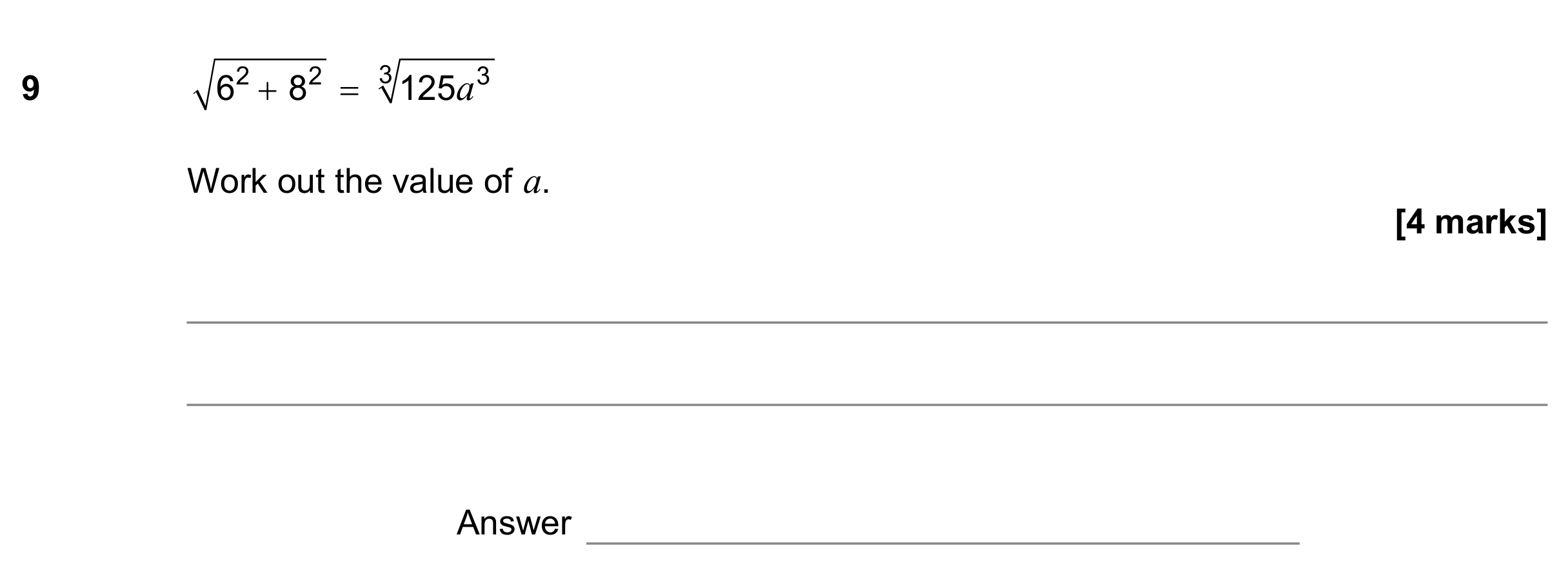 Question 9 — Powers and Roots — AQA GCSE November 2018