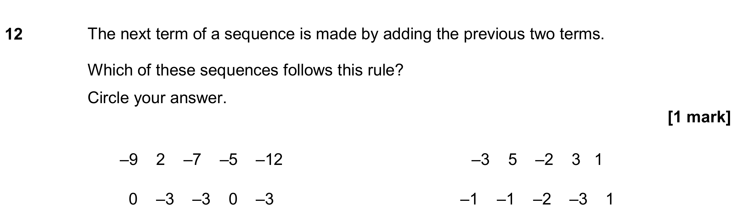 Question 12 — Sequences — AQA GCSE June 2019