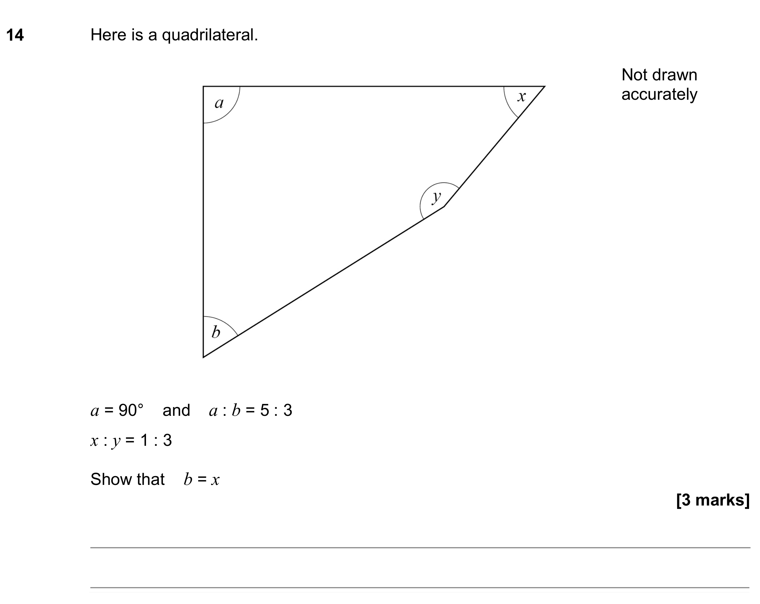 Question 14 — Angles, Ratios — AQA GCSE June 2019