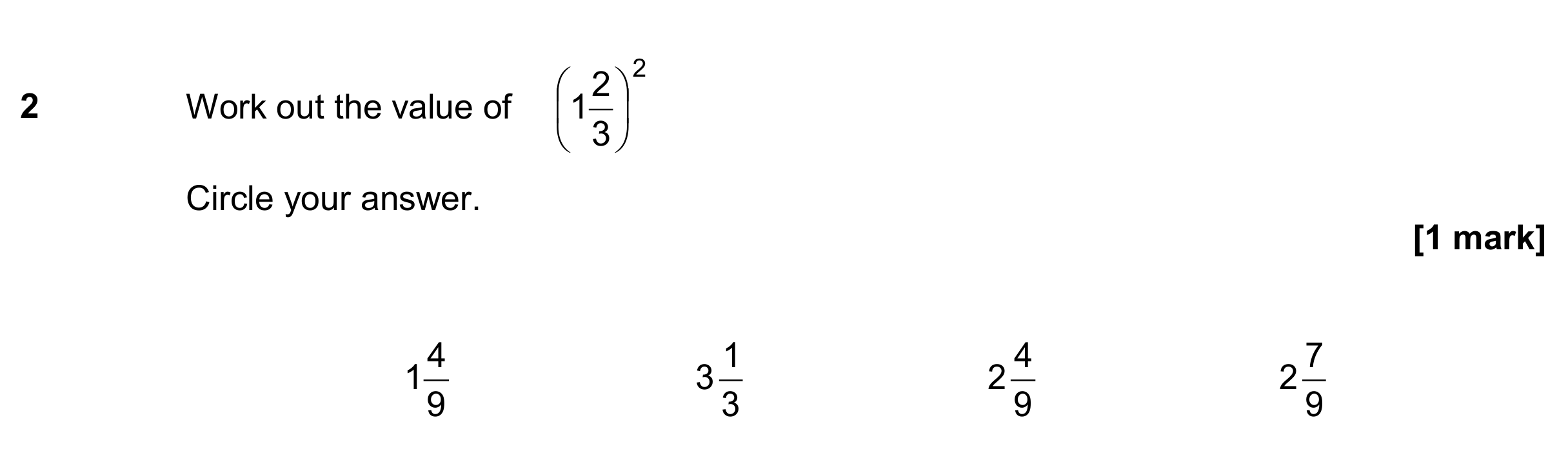 Question 2 — Powers, Fractions — AQA GCSE June 2019
