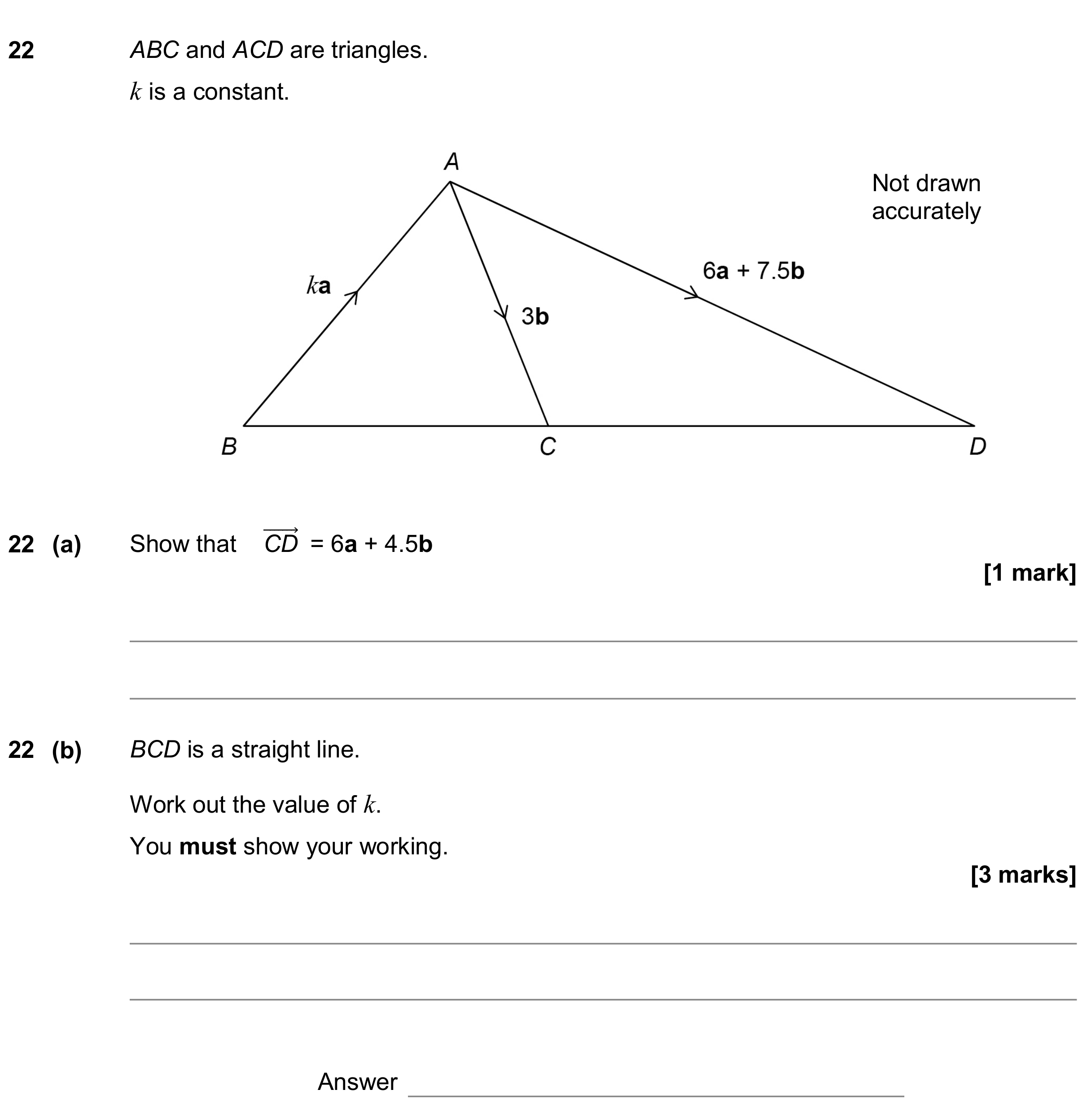 Question 22 — Vectors — AQA GCSE June 2019